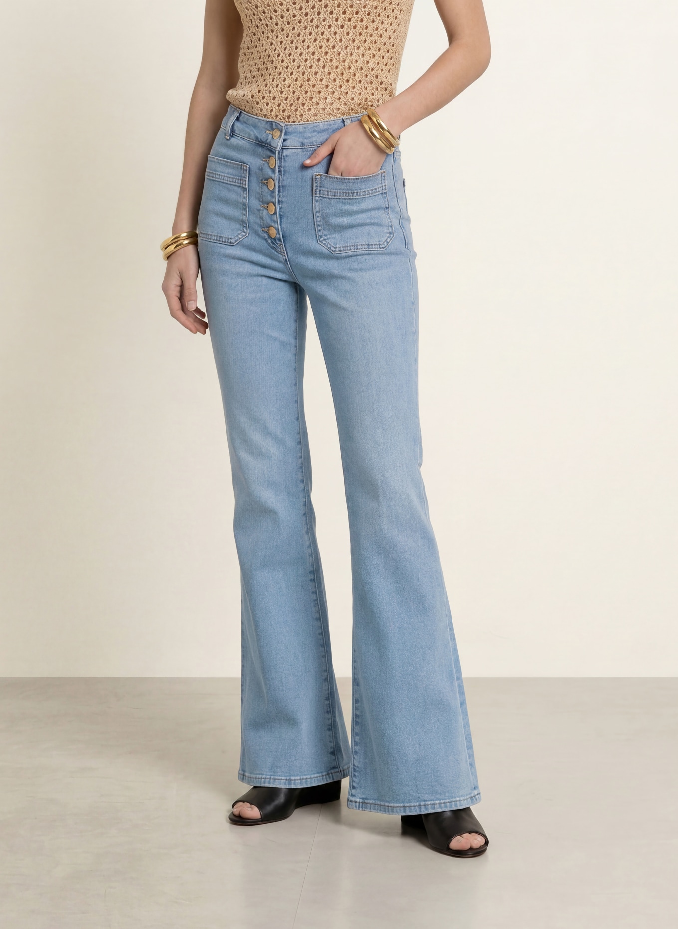REISS CALI Flared jeans: 45 LIGHT BLUE