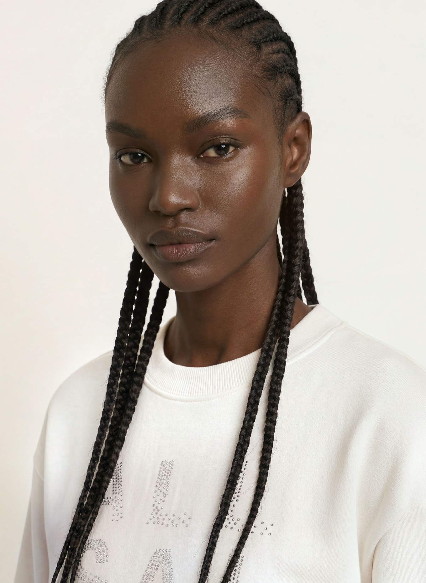 ALLSAINTS Sweatshirt STACKS SEPARO mit Schmucksteinen: CREME