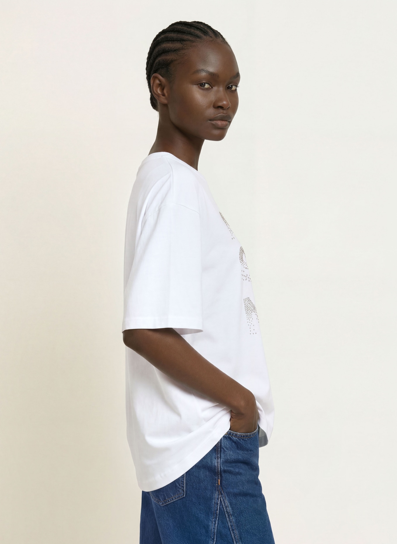 ALLSAINTS T-Shirt STACKS AMELIE mit Schmucksteinen: WEISS