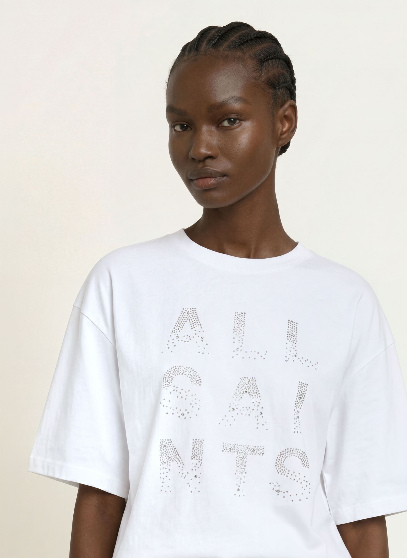ALLSAINTS T-Shirt STACKS AMELIE mit Schmucksteinen: WEISS