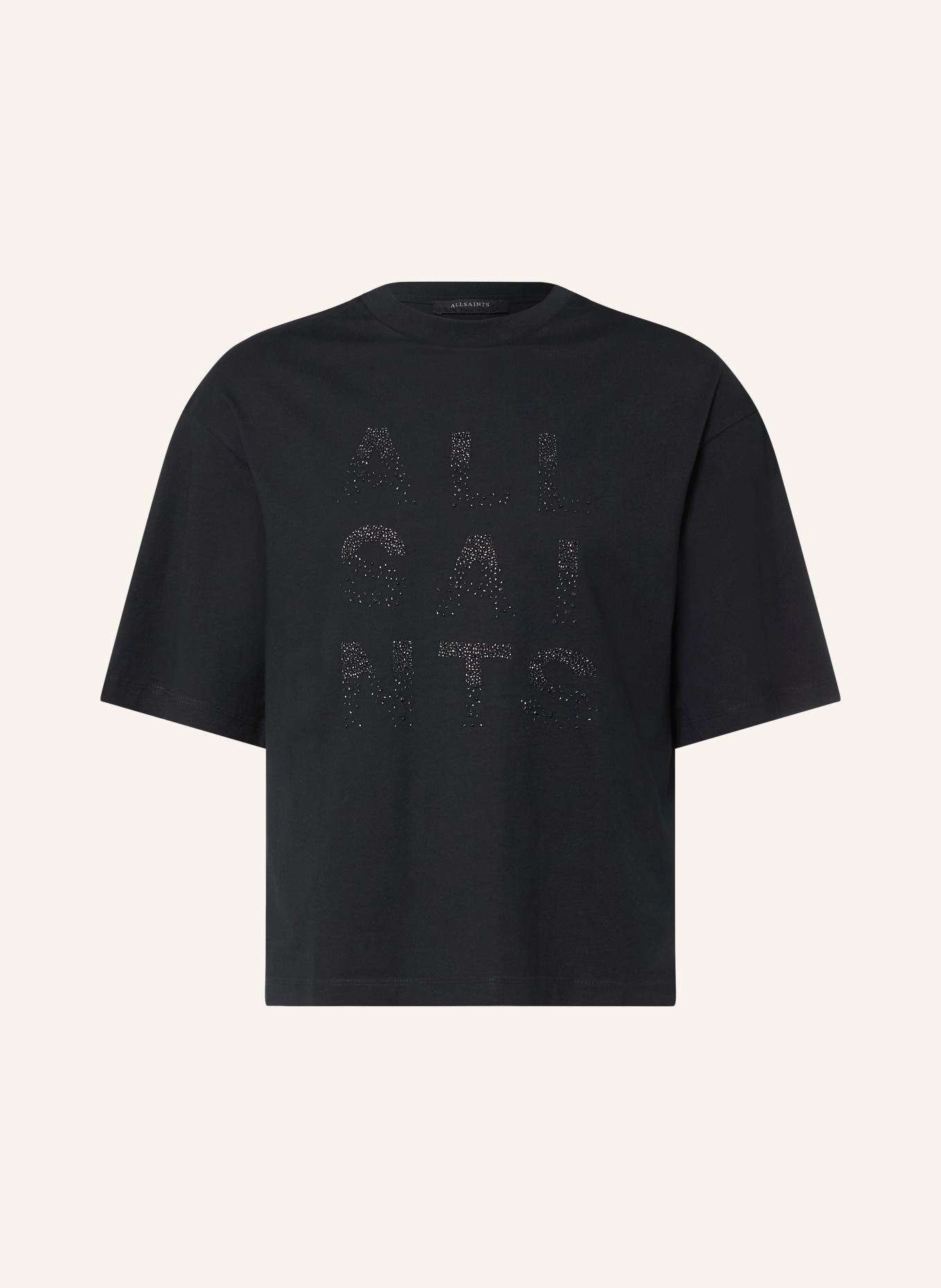 ALLSAINTS T-shirt STACKS AMELIE avec strass: NOIR