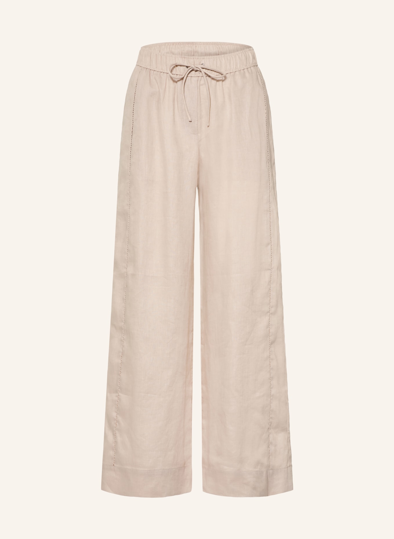 REISS RILEY linen wide-leg trousers: BEIGE