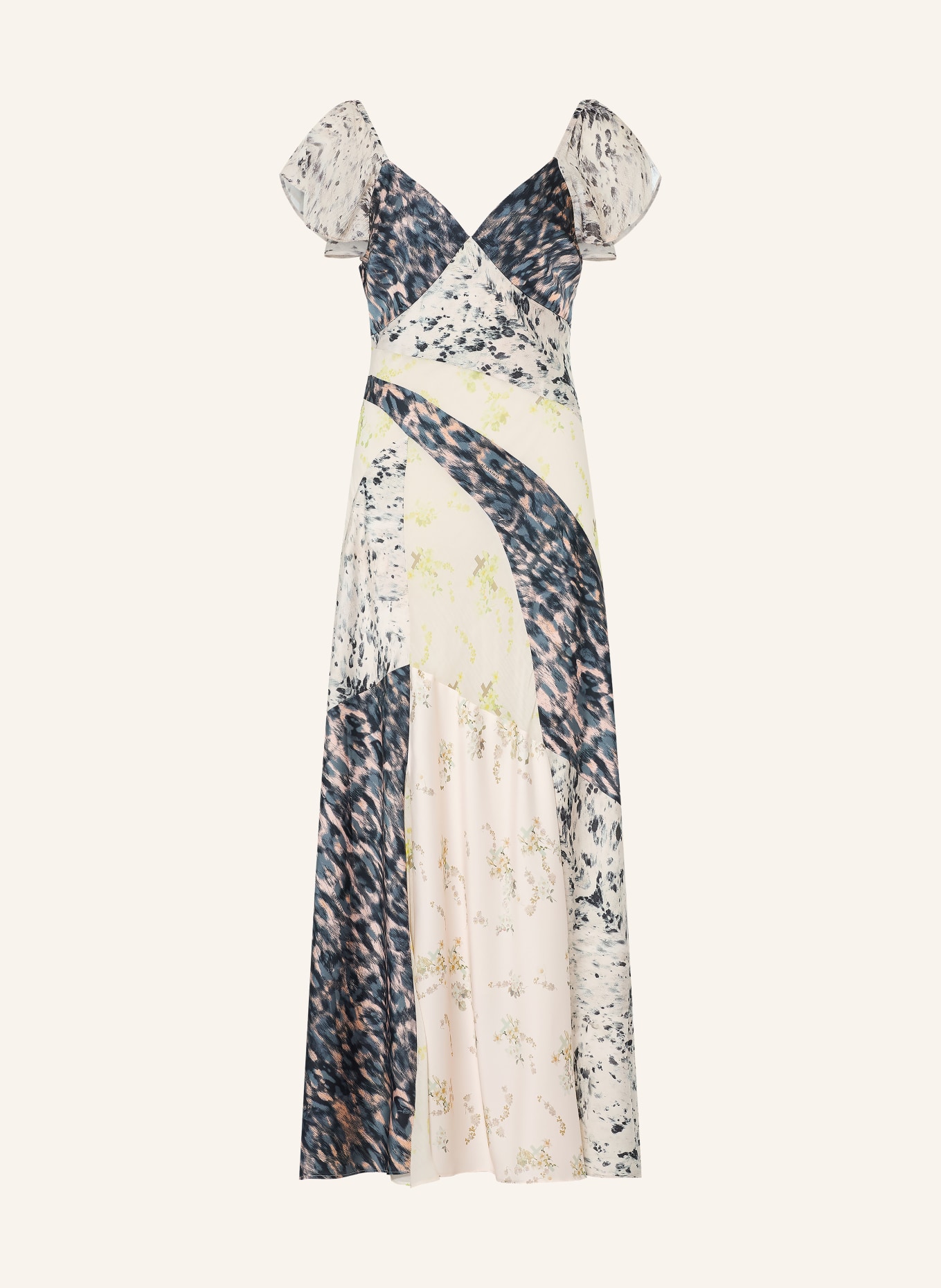 ALLSAINTS Kleid LALA: ECRU / HELLORANGE / SCHWARZ