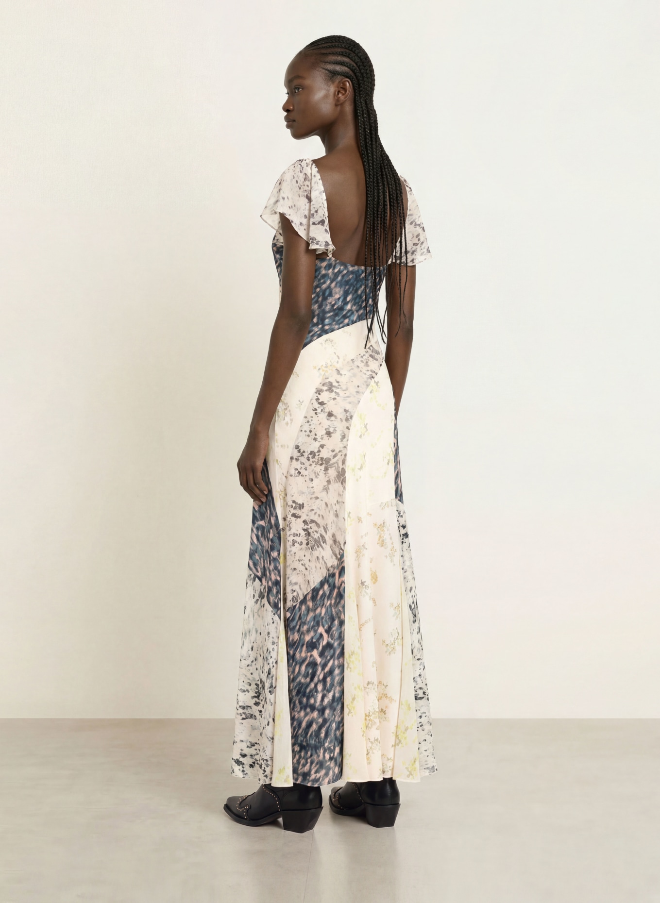 ALLSAINTS Kleid LALA: ECRU / HELLORANGE / SCHWARZ