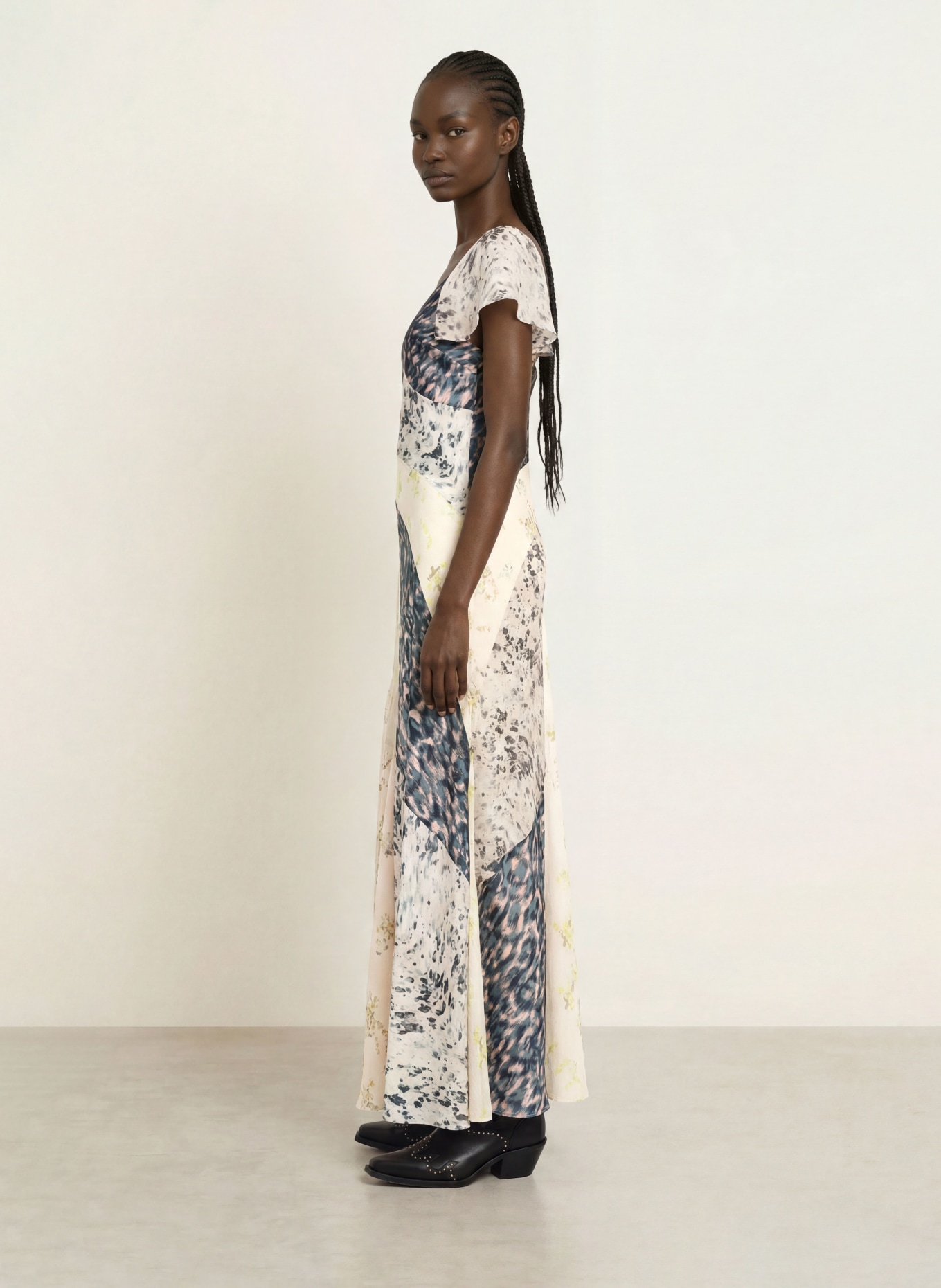 ALLSAINTS Kleid LALA: ECRU / HELLORANGE / SCHWARZ