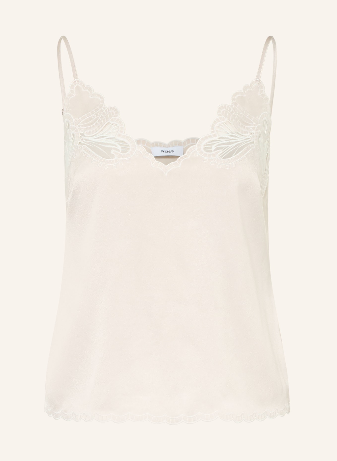 REISS Satintop JOANIE mit Spitze: CREME