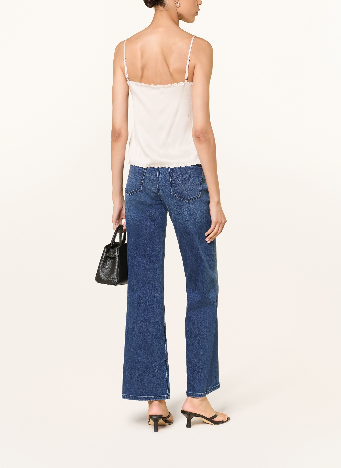 REISS Satintop JOANIE mit Spitze: CREME
