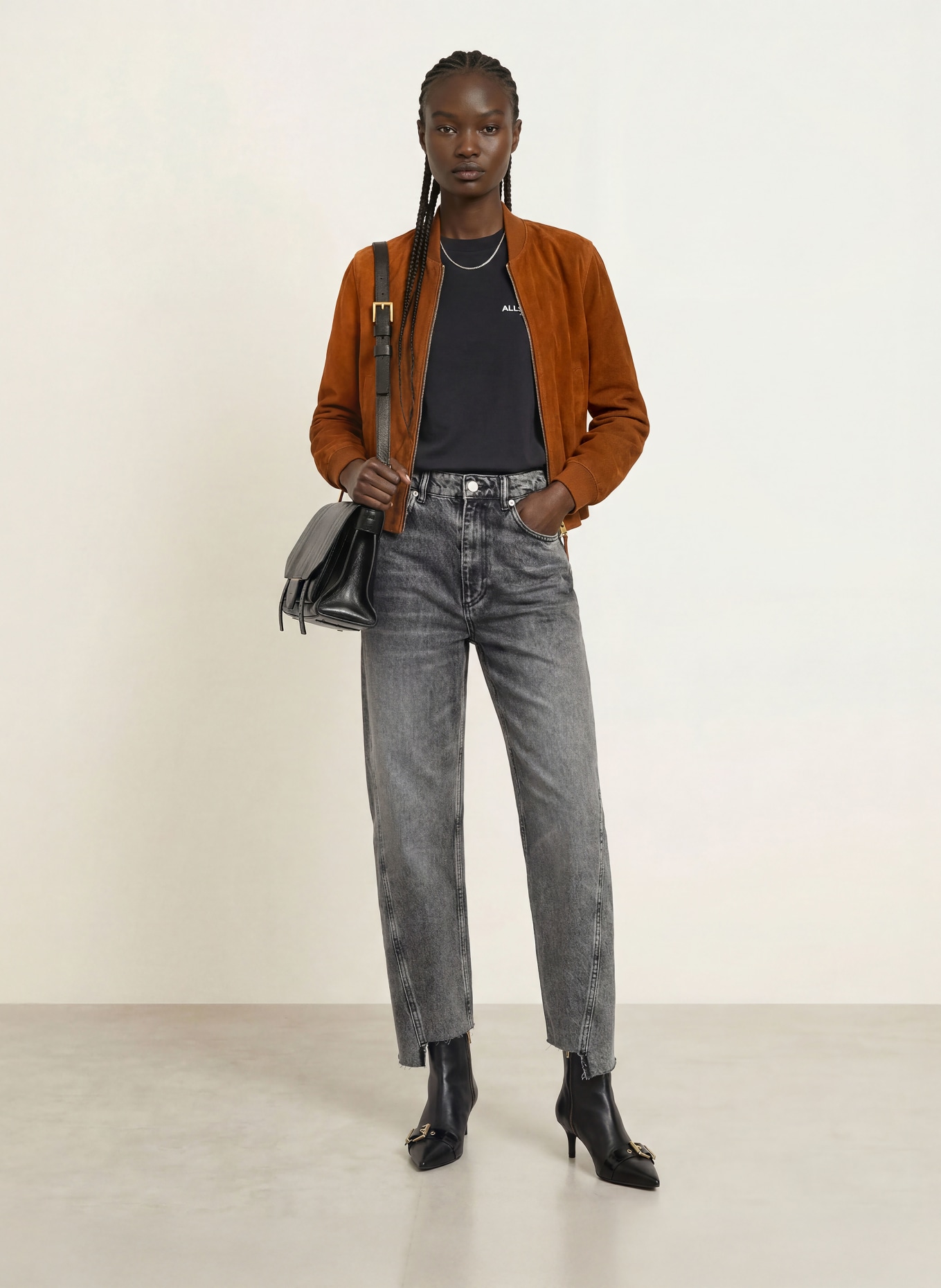 ALLSAINTS Jeansy wide leg FOX: 839 Vintage Black