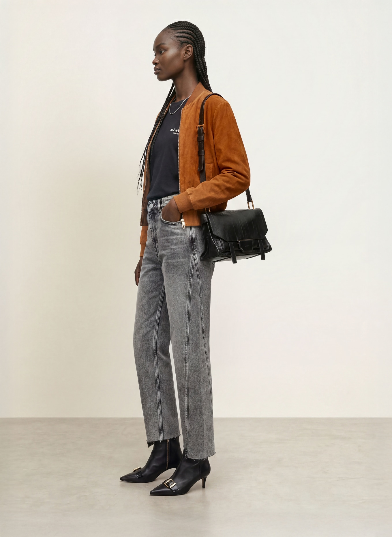 ALLSAINTS Jeansy wide leg FOX: 839 Vintage Black