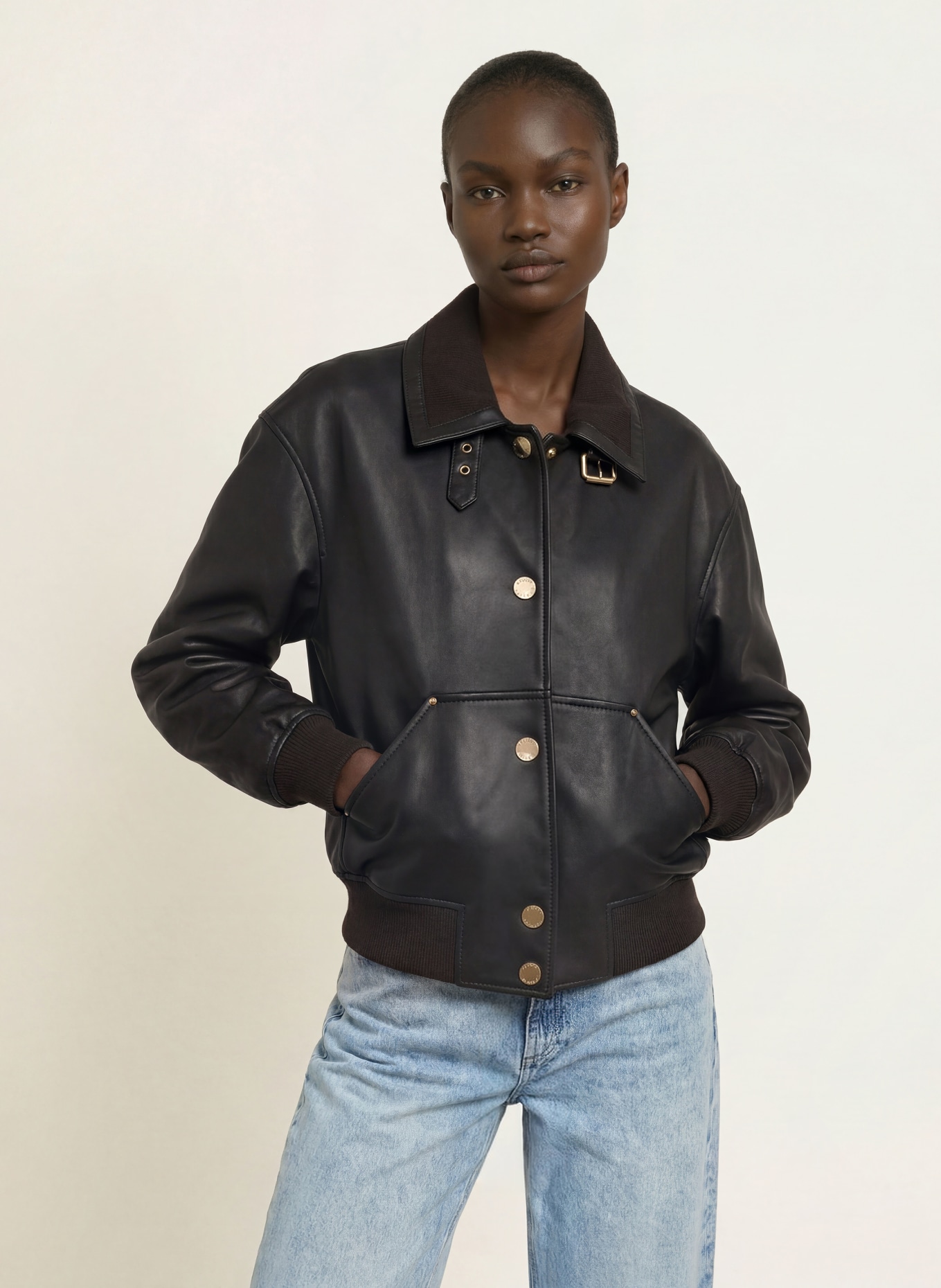 CLAUDIE PIERLOT Lederjacke: SCHWARZ