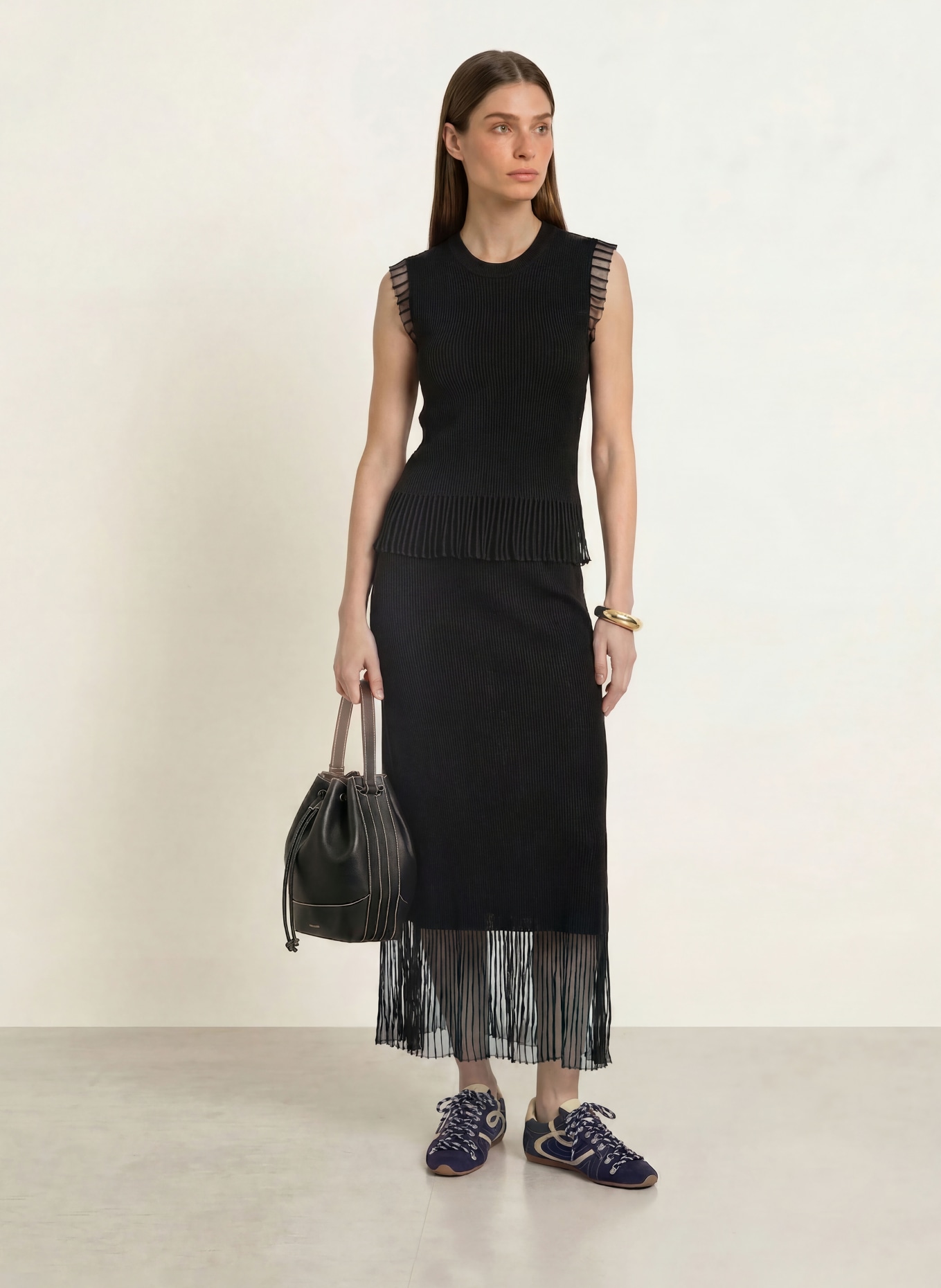 CLAUDIE PIERLOT Strickrock: SCHWARZ