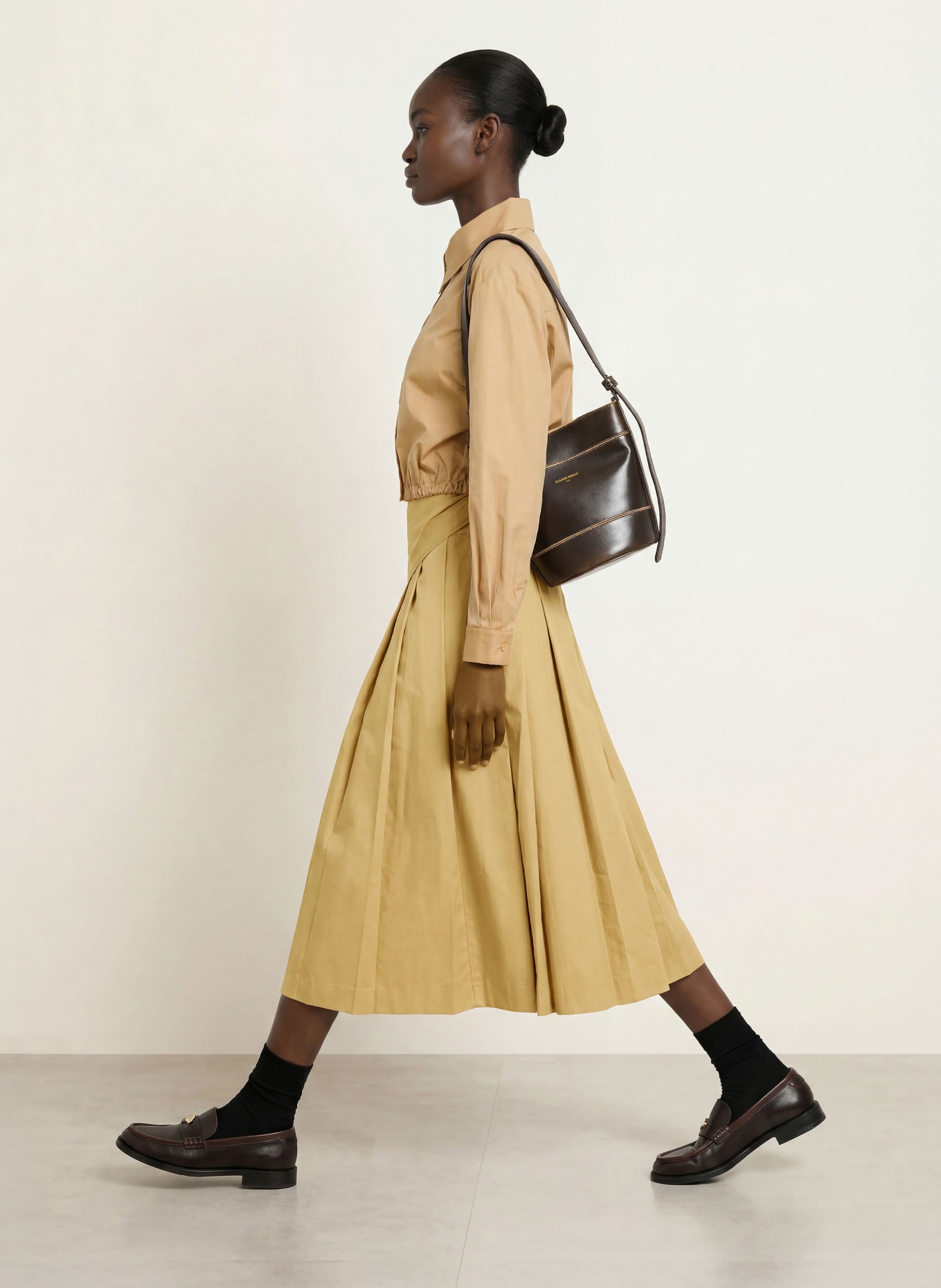 CLAUDIE PIERLOT Faltenrock: BEIGE