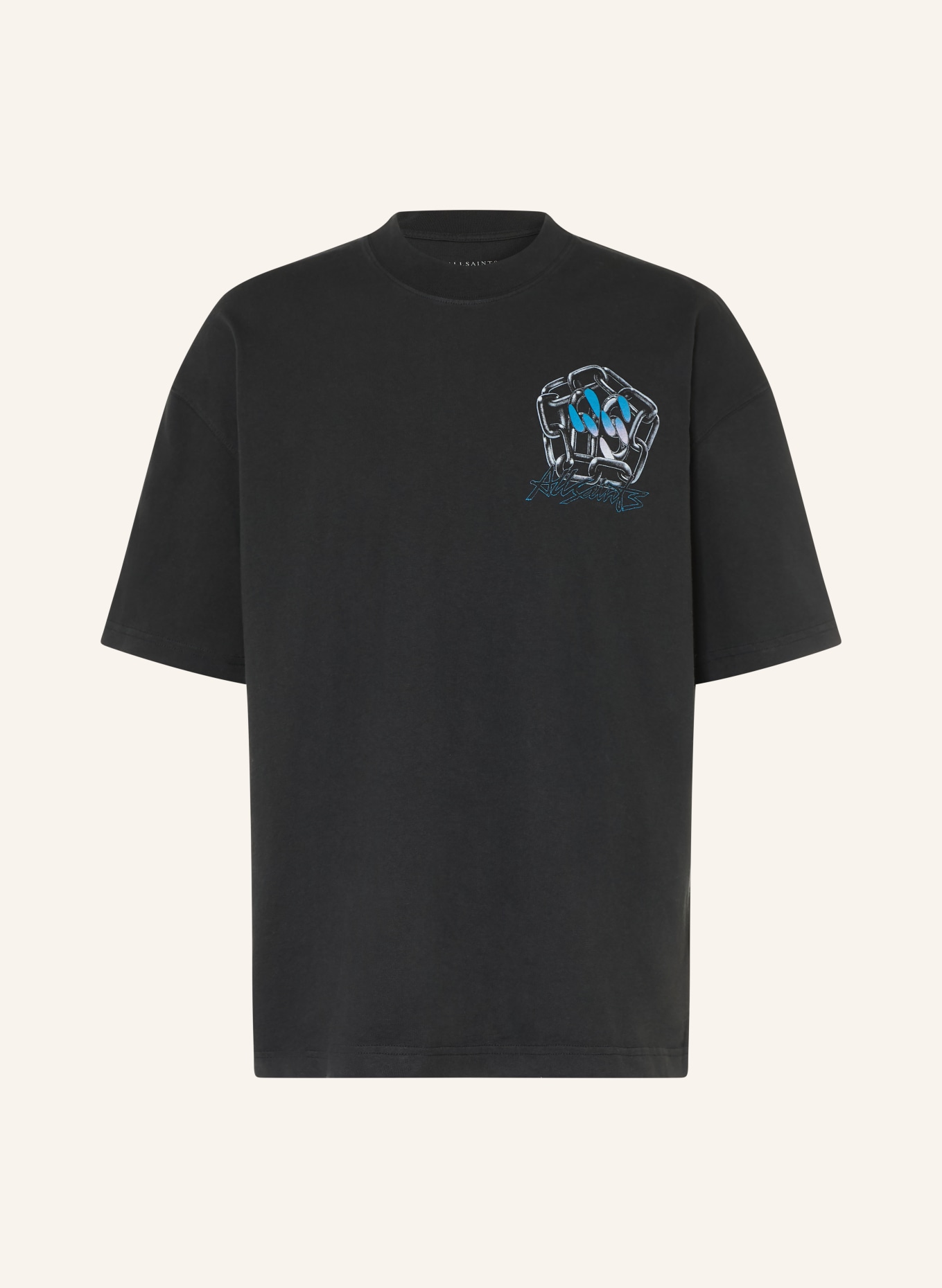 ALLSAINTS AFFIX T-shirt: BLACK / LIGHT PURPLE / BLUE