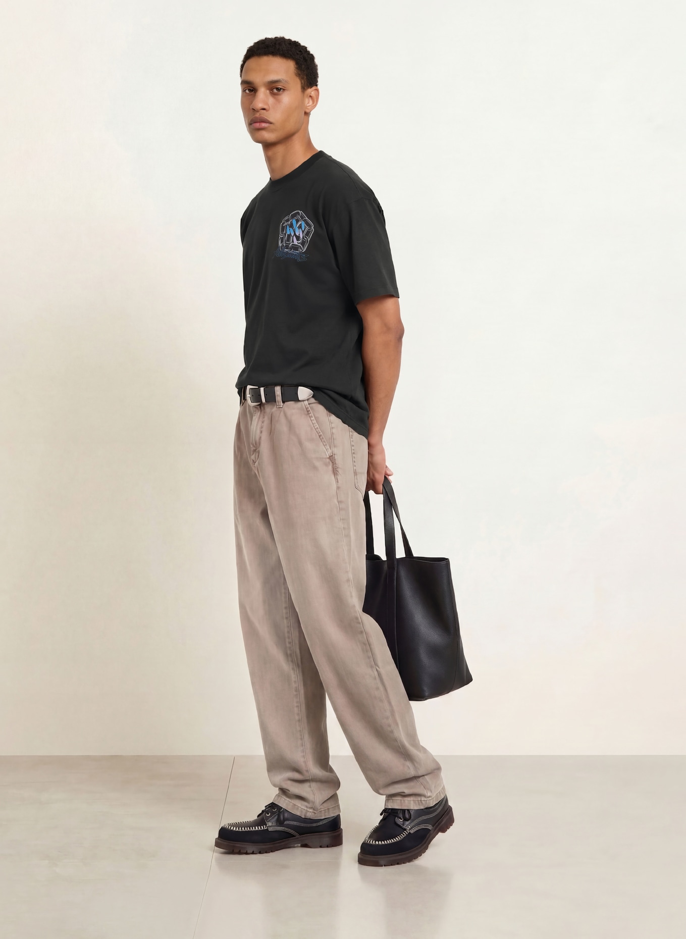 ALLSAINTS AFFIX T-shirt: BLACK / LIGHT PURPLE / BLUE