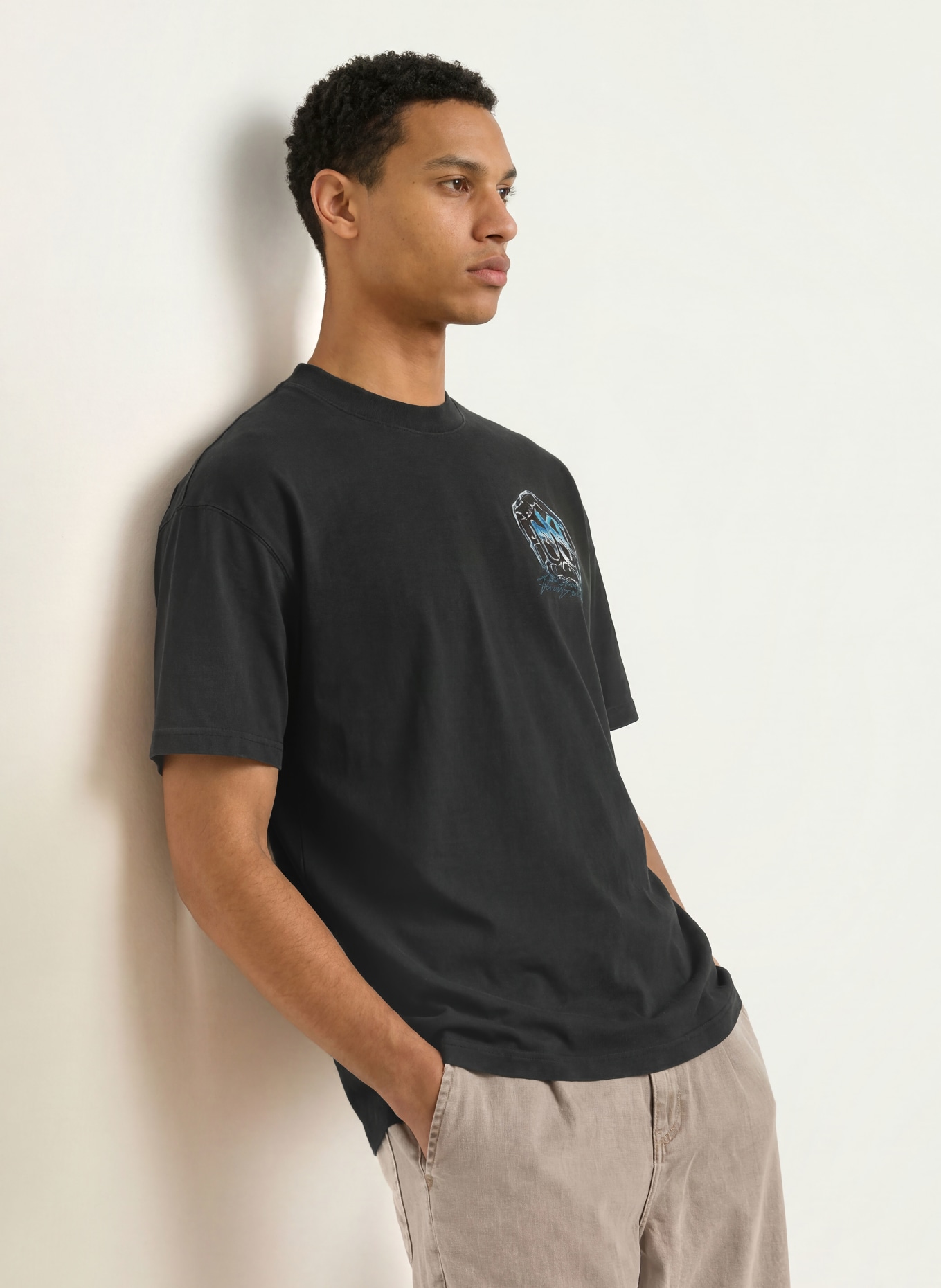 ALLSAINTS AFFIX T-shirt: BLACK / LIGHT PURPLE / BLUE
