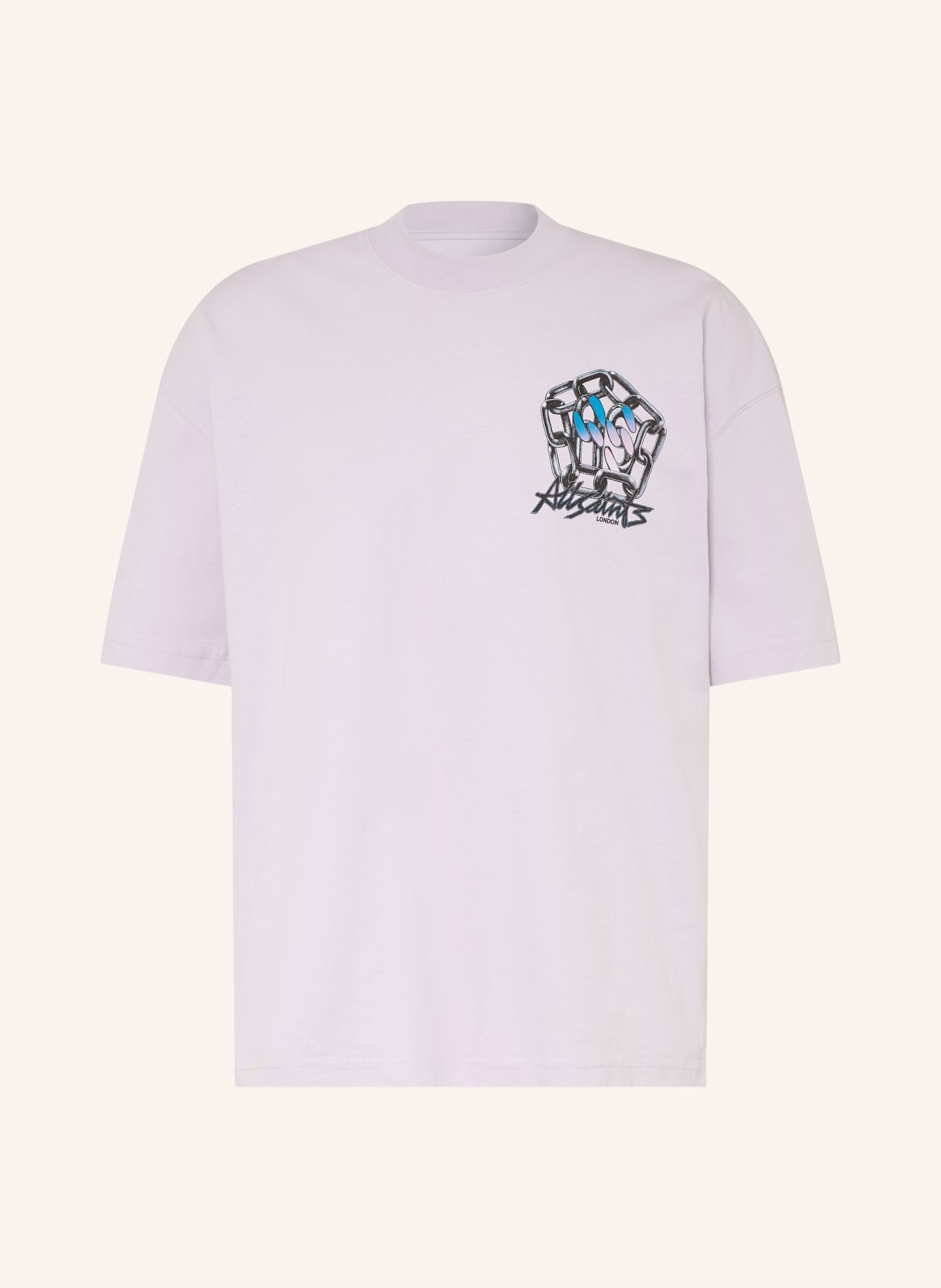 ALLSAINTS AFFIX T-shirt: LIGHT PURPLE / BLUE / BLACK