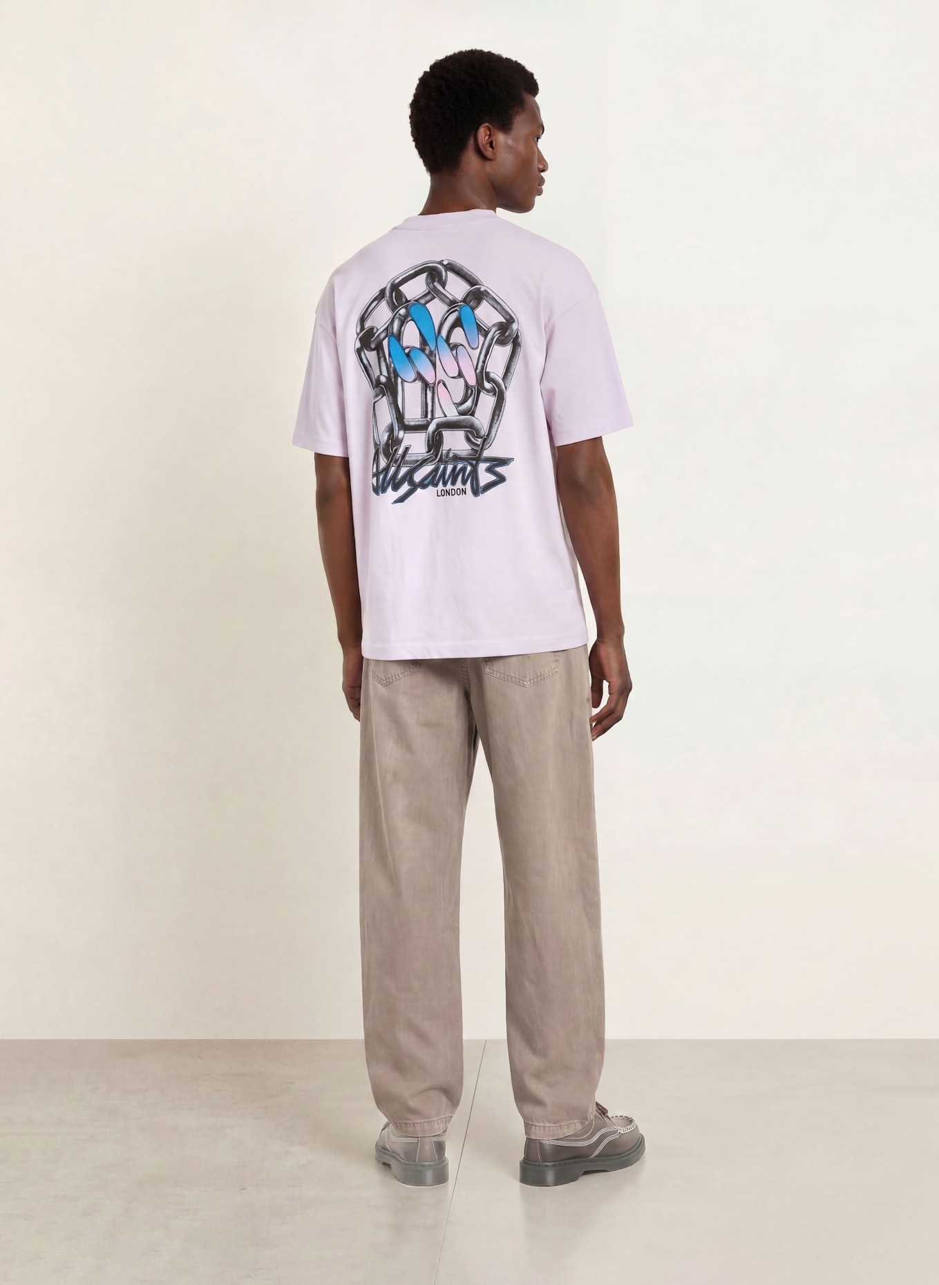 ALLSAINTS AFFIX T-shirt: LIGHT PURPLE / BLUE / BLACK