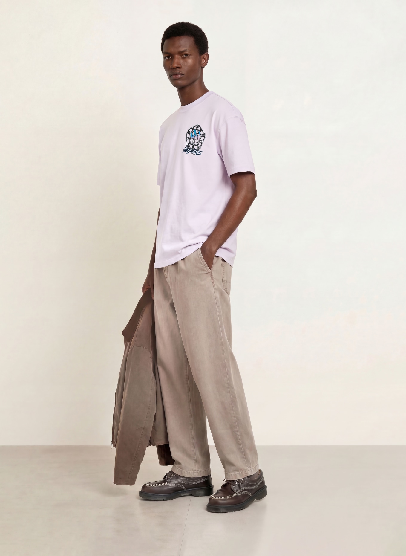 ALLSAINTS AFFIX T-shirt: LIGHT PURPLE / BLUE / BLACK