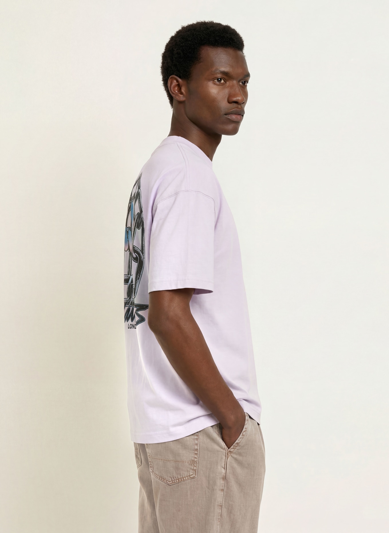ALLSAINTS AFFIX T-shirt: LIGHT PURPLE / BLUE / BLACK