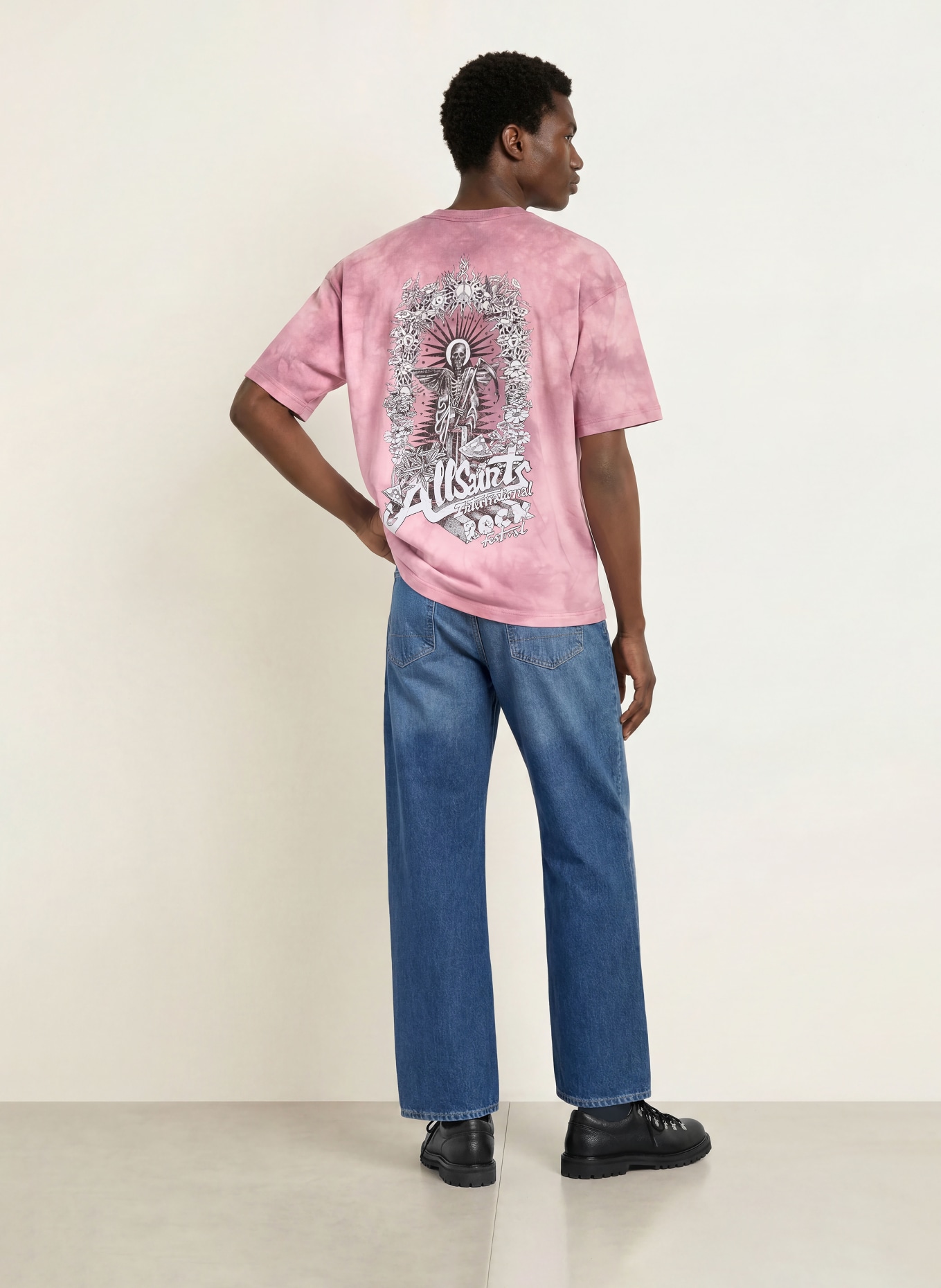 ALLSAINTS AVALON T-shirt: PINK / DUSKY PINK / BLACK
