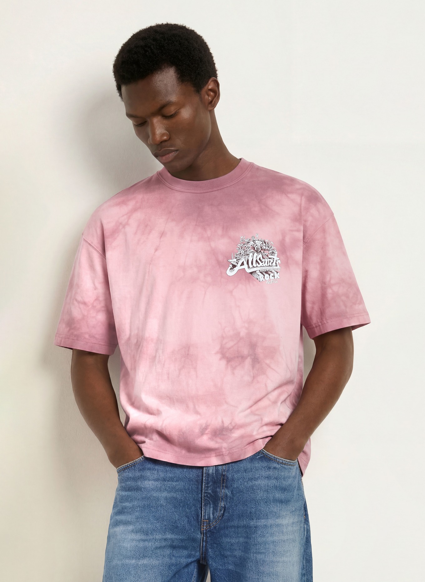 ALLSAINTS AVALON T-shirt: PINK / DUSKY PINK / BLACK