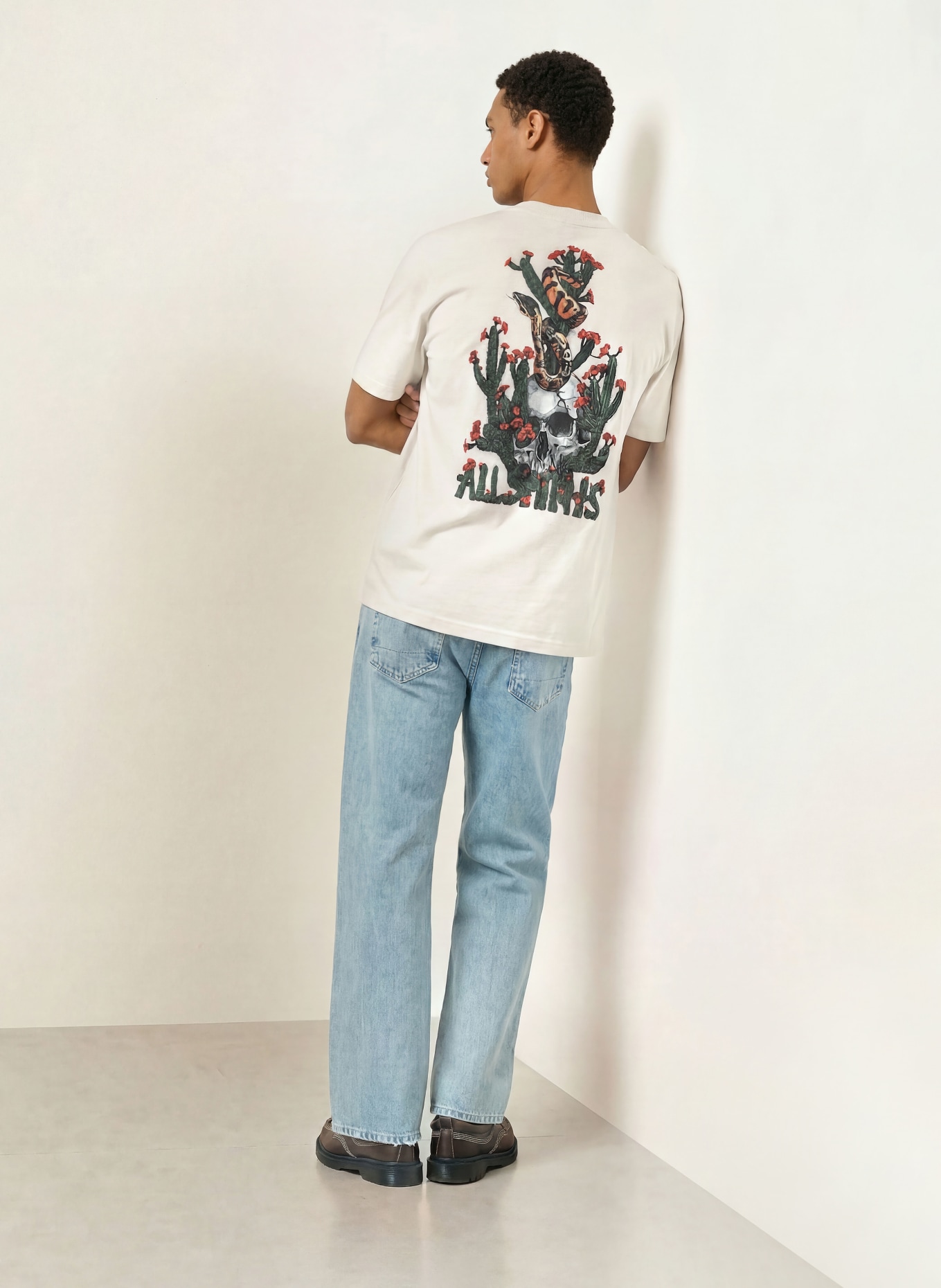 ALLSAINTS CACTI T-shirt: CREAM / RED / BLACK