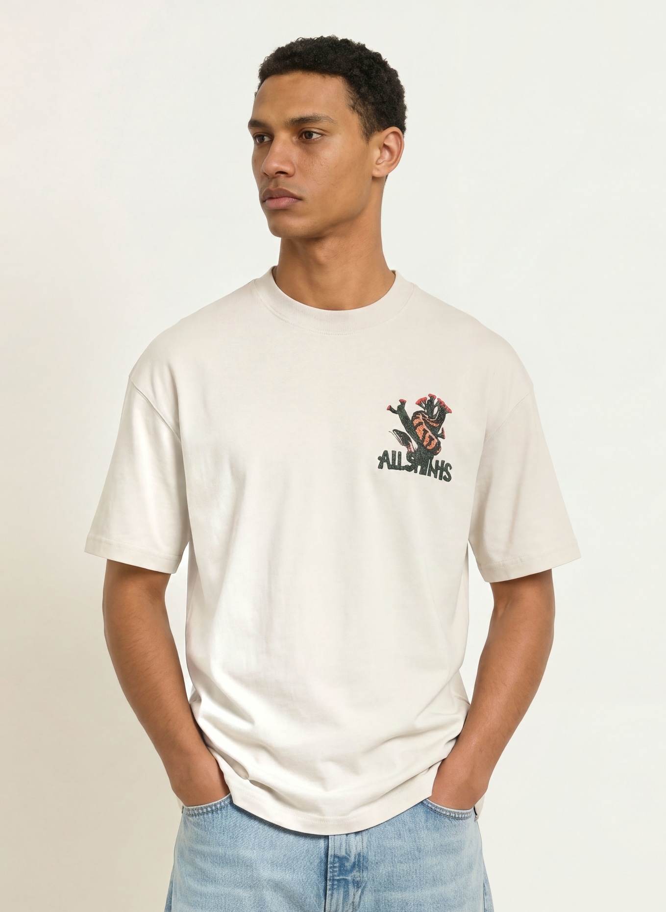 ALLSAINTS CACTI T-shirt: CREAM / RED / BLACK