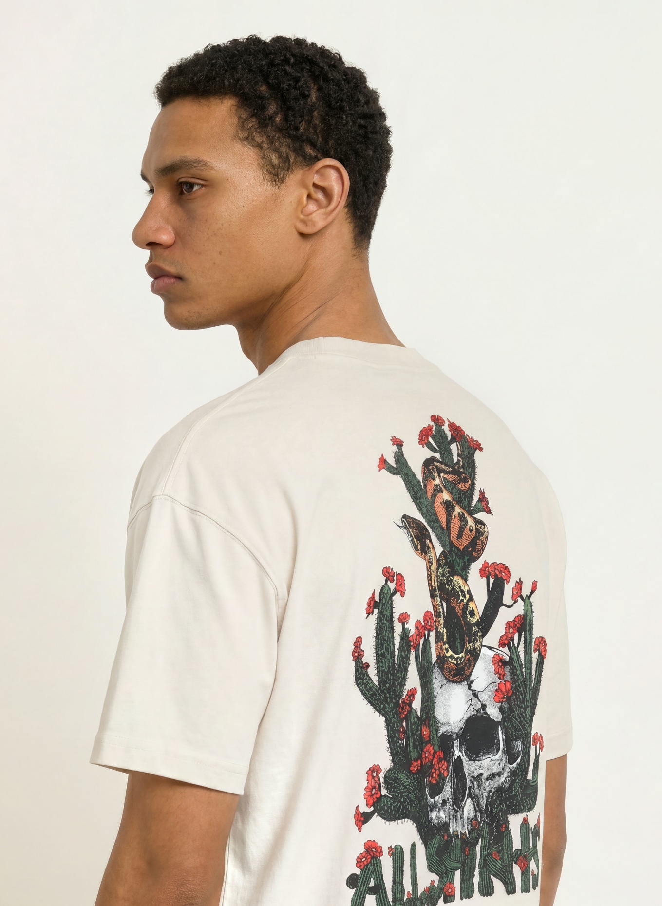 ALLSAINTS CACTI T-shirt: CREAM / RED / BLACK