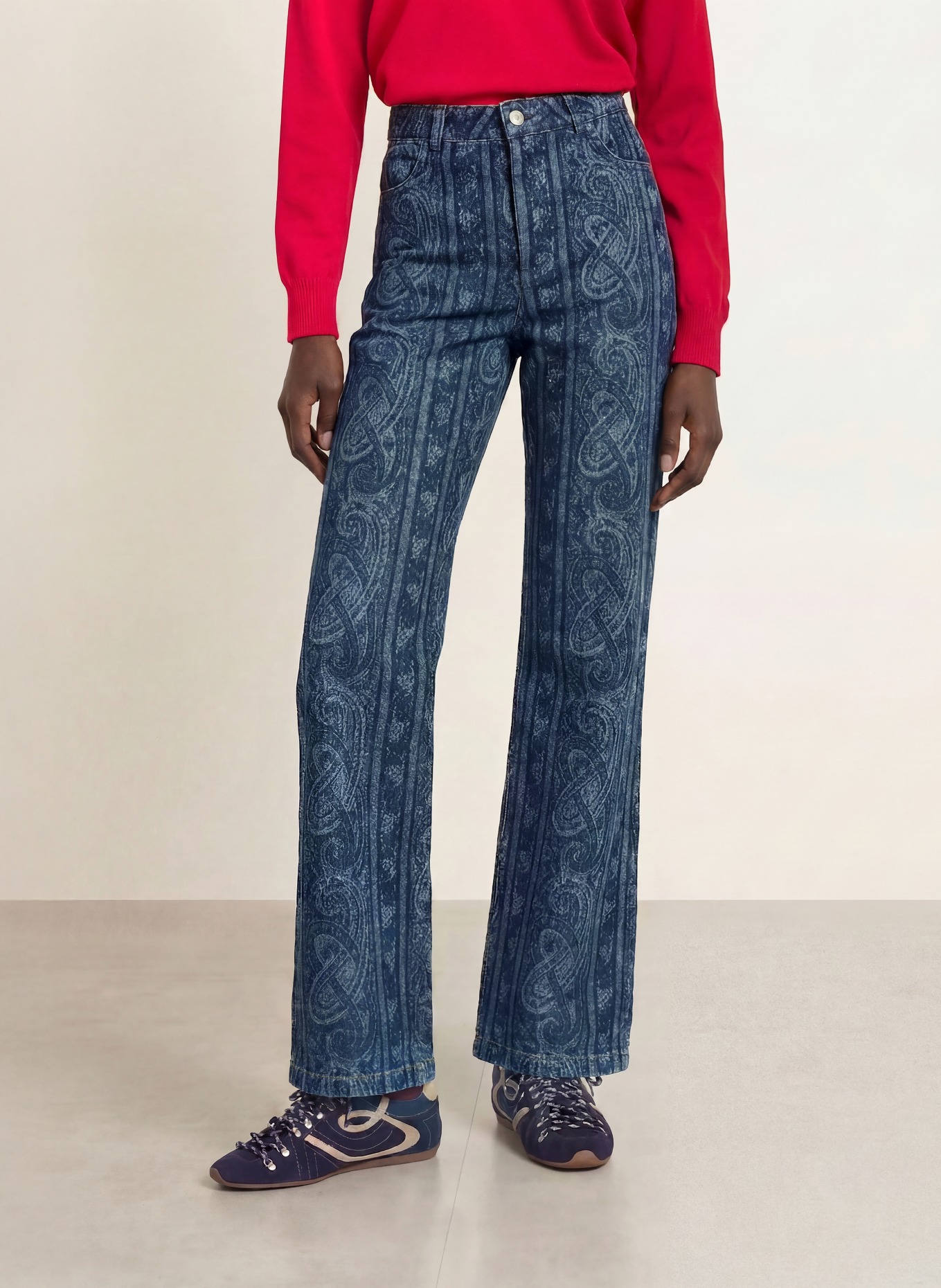 CLAUDIE PIERLOT Wide Leg Jeans: D020 NAVY PRINT