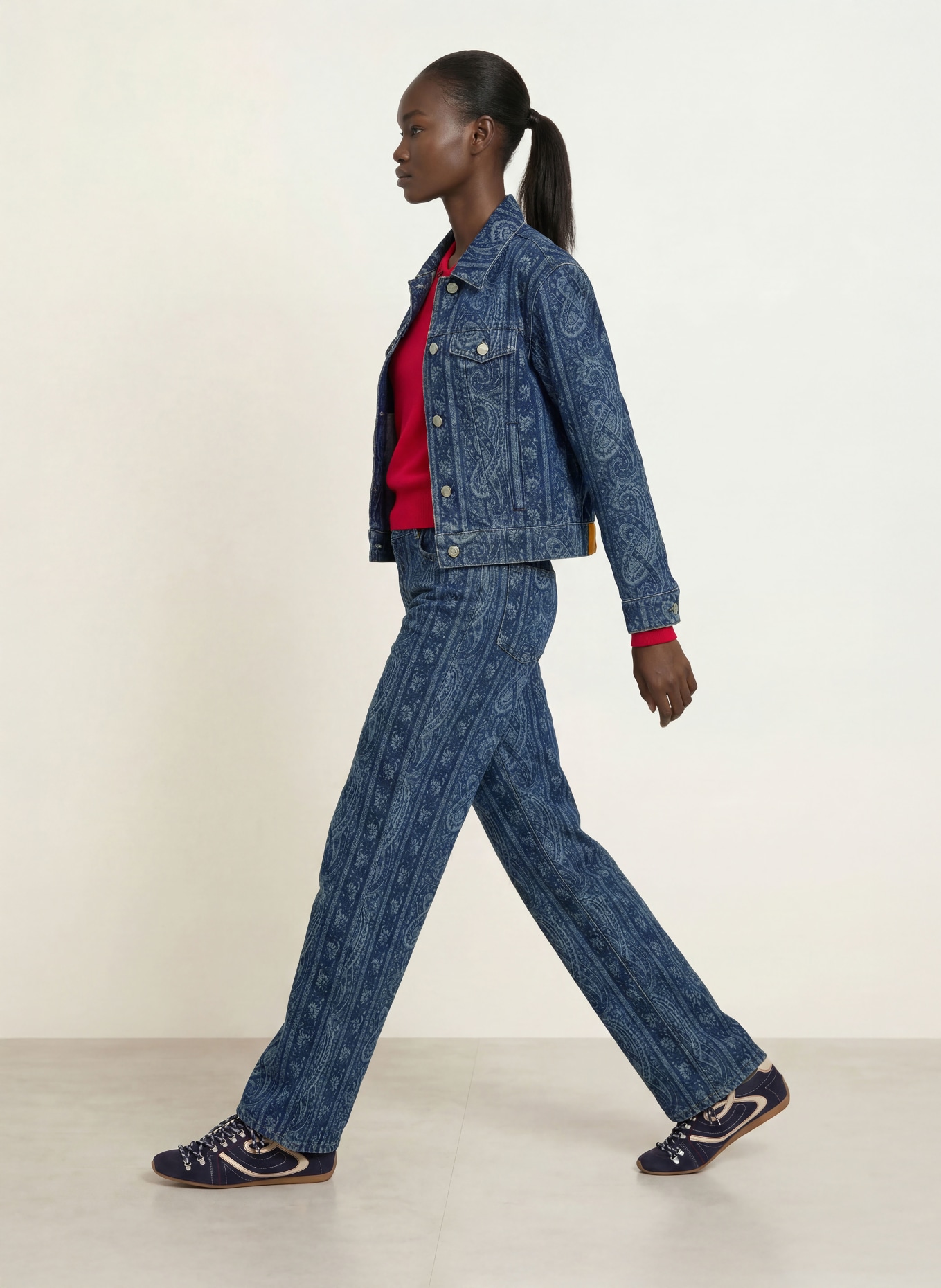 CLAUDIE PIERLOT Wide Leg Jeans: D020 NAVY PRINT