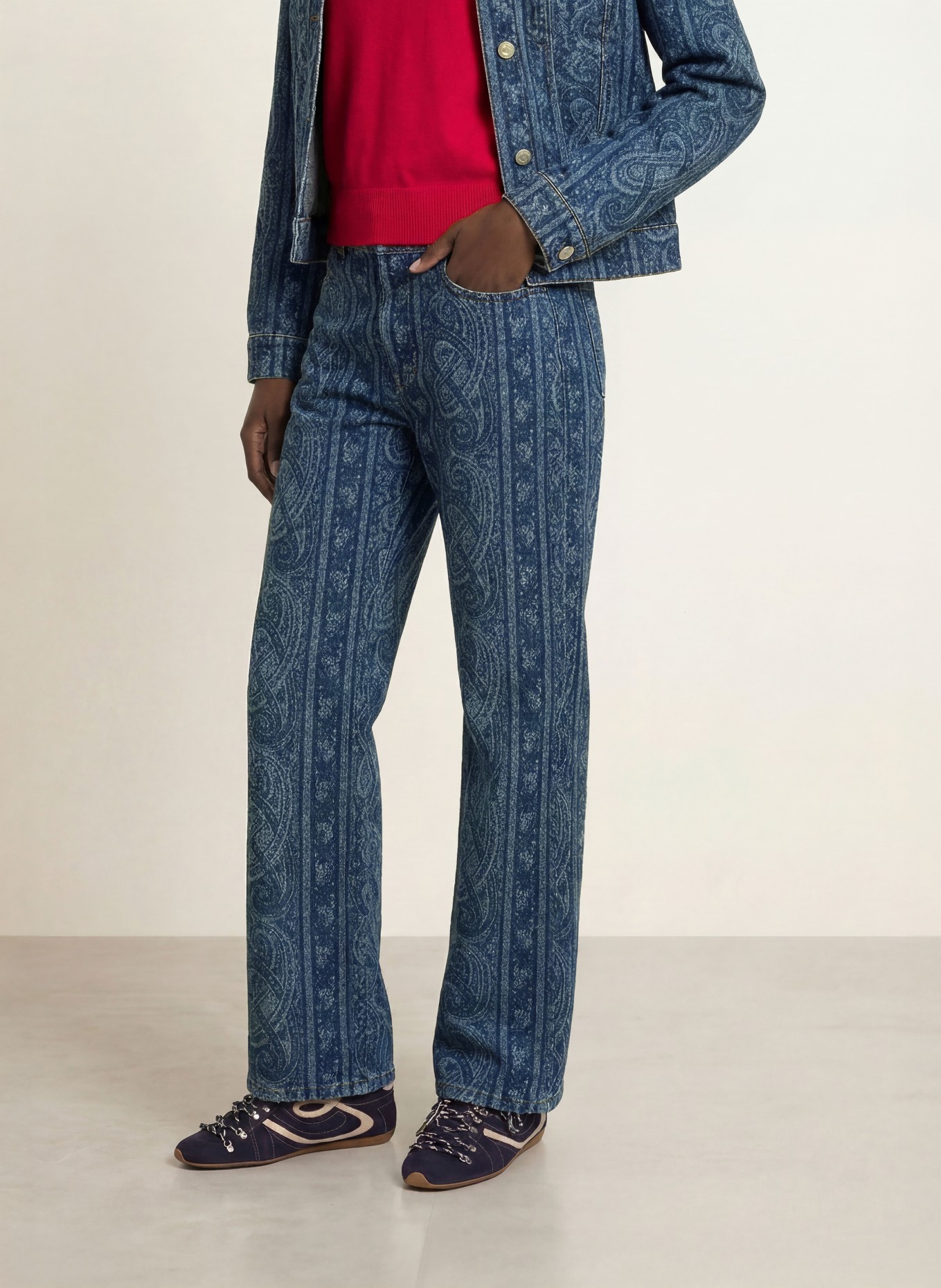 CLAUDIE PIERLOT Wide Leg Jeans: D020 NAVY PRINT