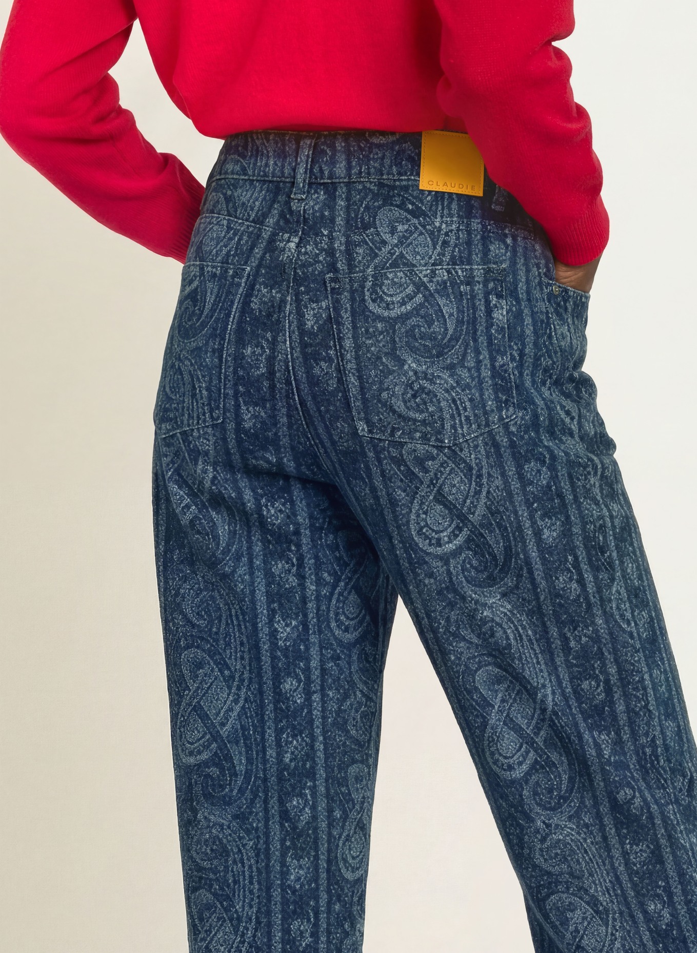 CLAUDIE PIERLOT Wide Leg Jeans: D020 NAVY PRINT