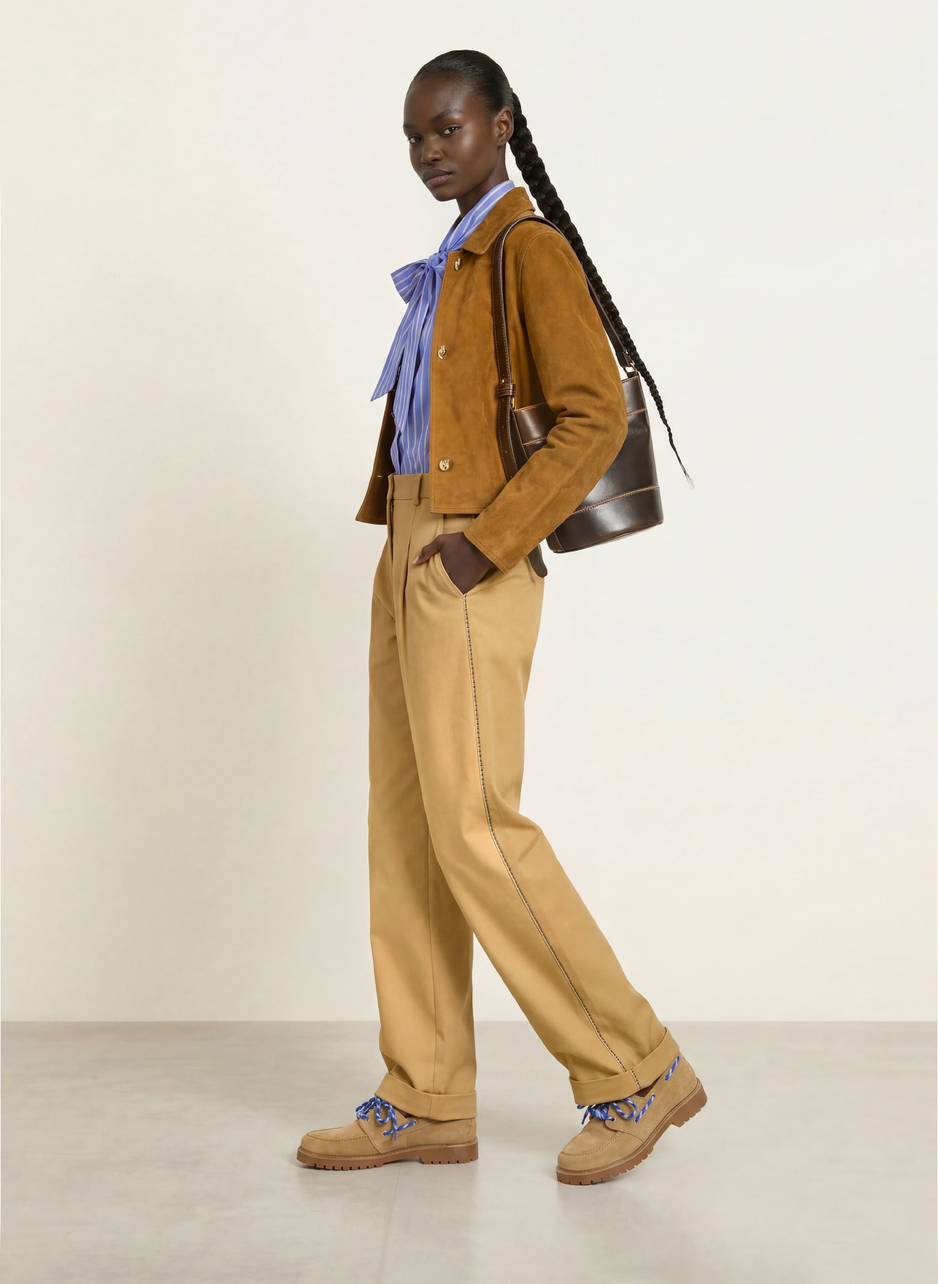 CLAUDIE PIERLOT Marlenehose mit Galonstreifen: BEIGE