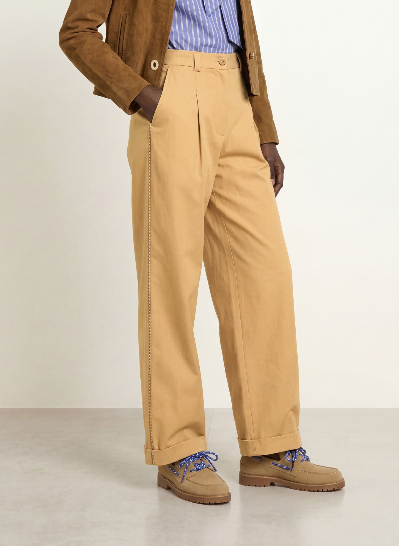 CLAUDIE PIERLOT Marlenehose mit Galonstreifen: BEIGE