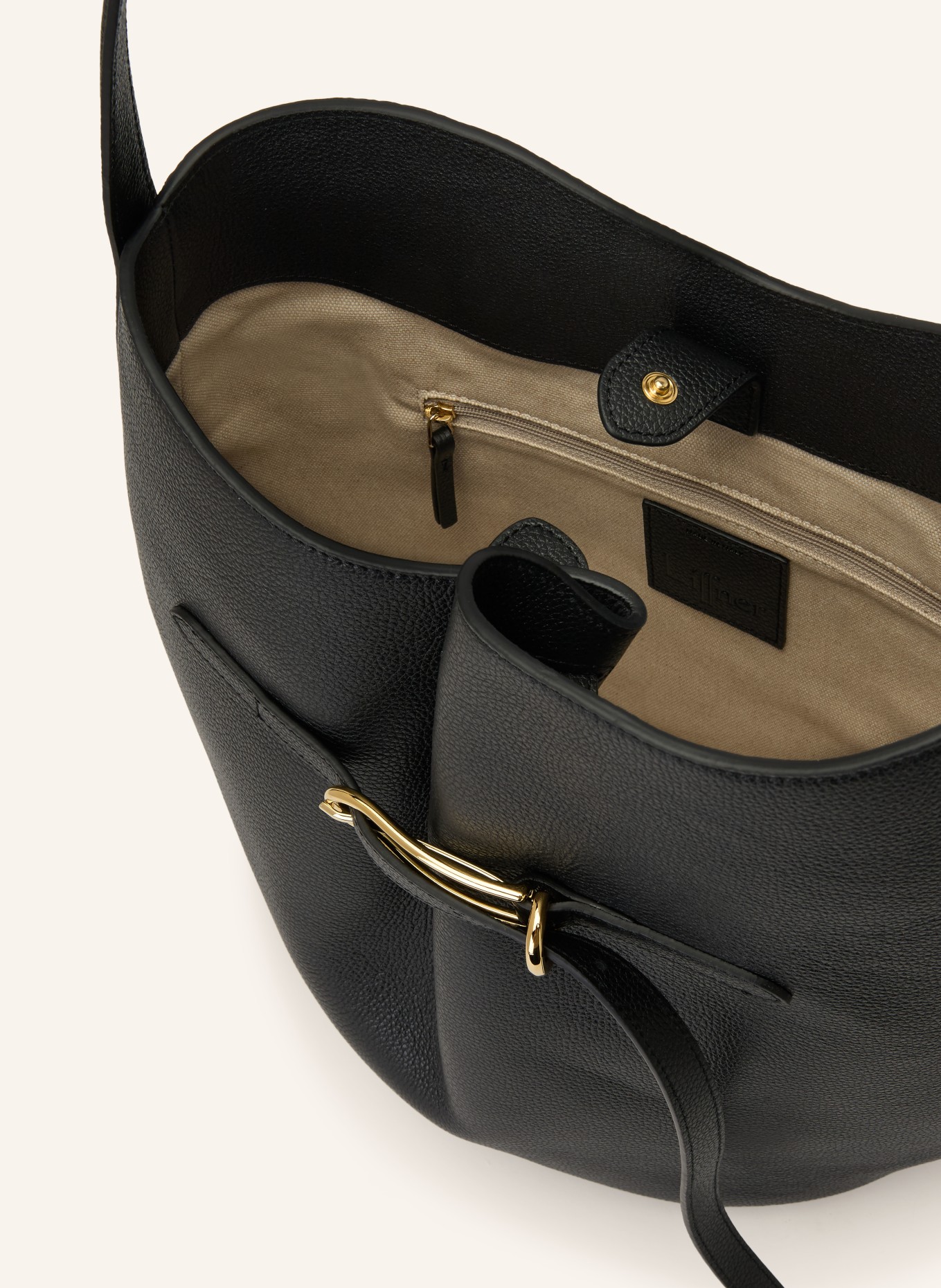 LIFFNER LARGE Shoulder bag: BLACK / GOLD
