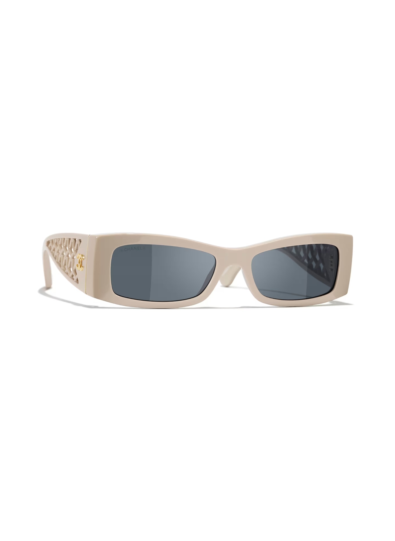 CHANEL Lunettes de soleil rectangulaires: BEIGE/ GRIS FONCÉ