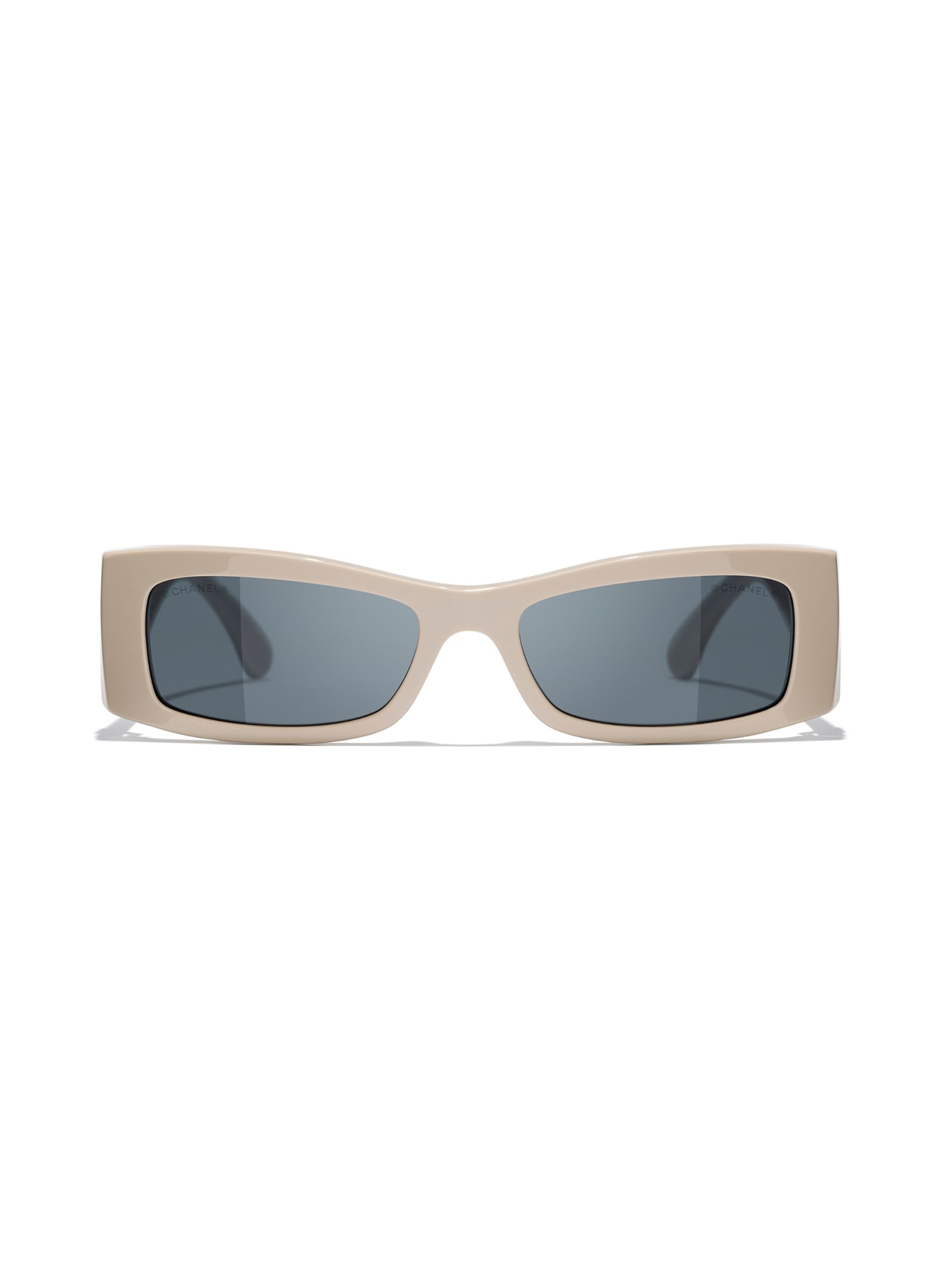 CHANEL Lunettes de soleil rectangulaires: BEIGE/ GRIS FONCÉ