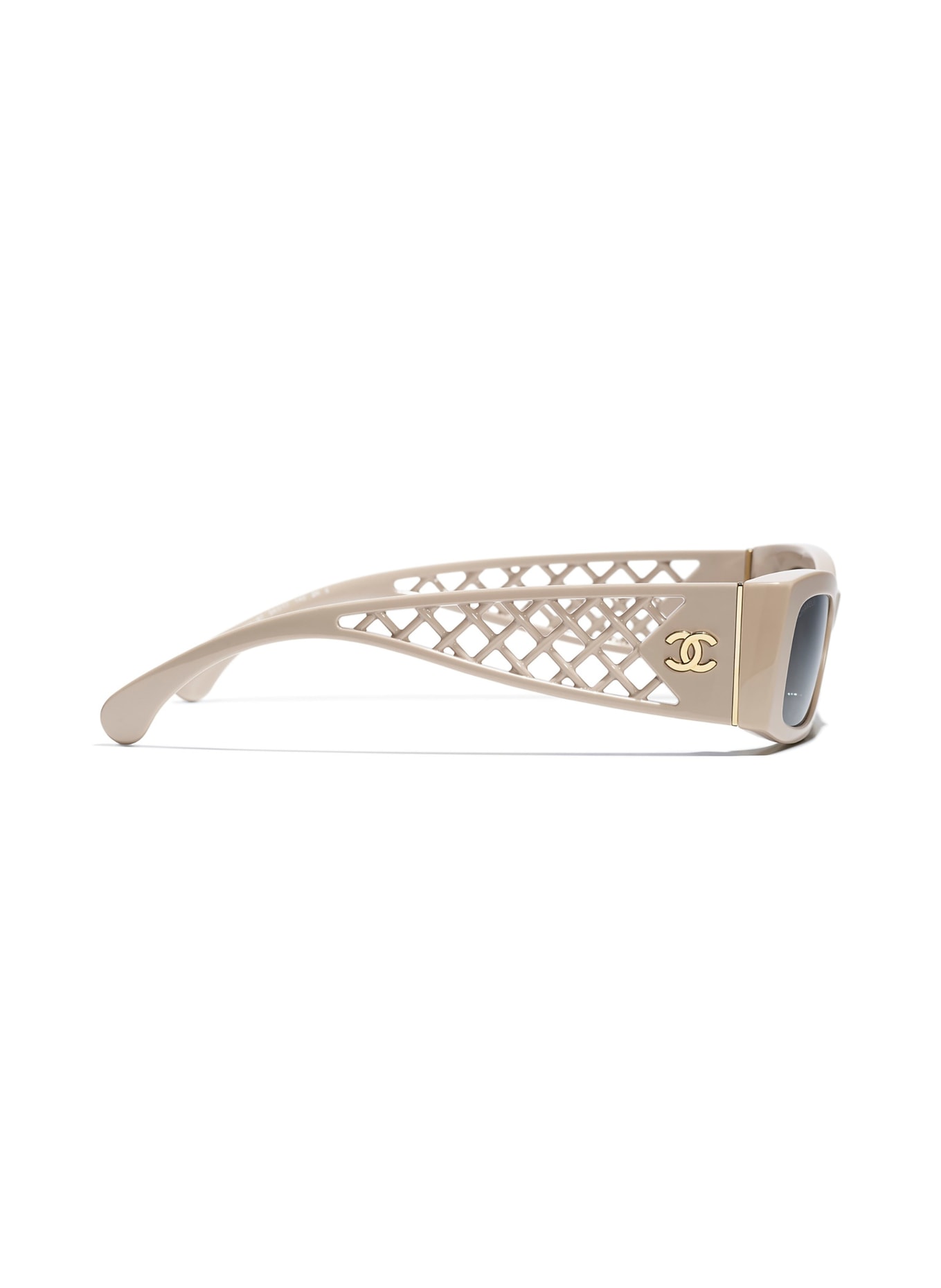 CHANEL Lunettes de soleil rectangulaires: BEIGE/ GRIS FONCÉ