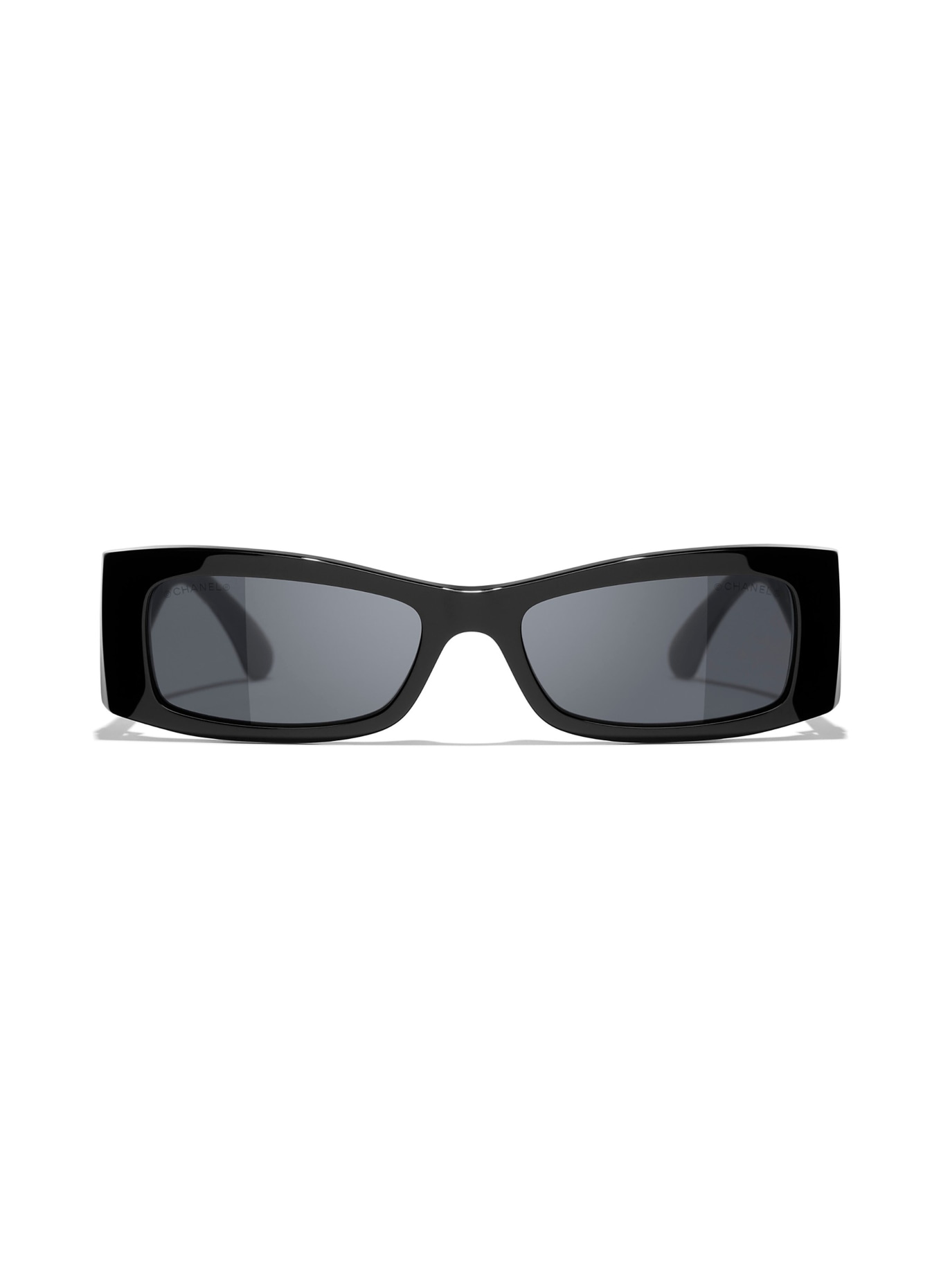 CHANEL Rectangular Sunglasses: BLACK/ DARK GRAY
