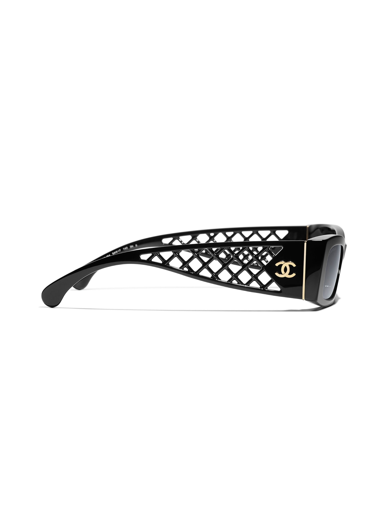 CHANEL Rectangular Sunglasses: BLACK/ DARK GRAY