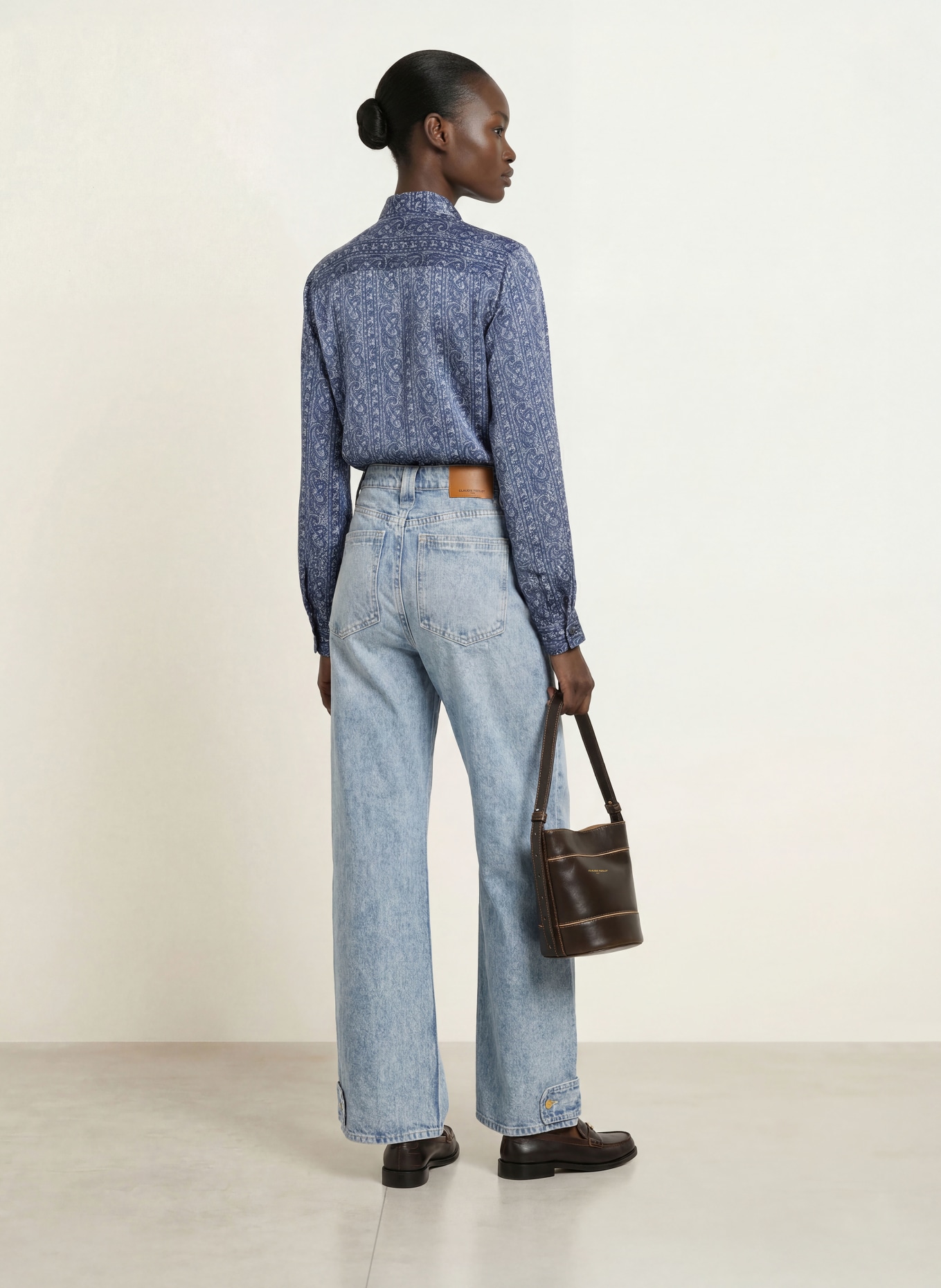 CLAUDIE PIERLOT Bluse: DUNKELBLAU / WEISS