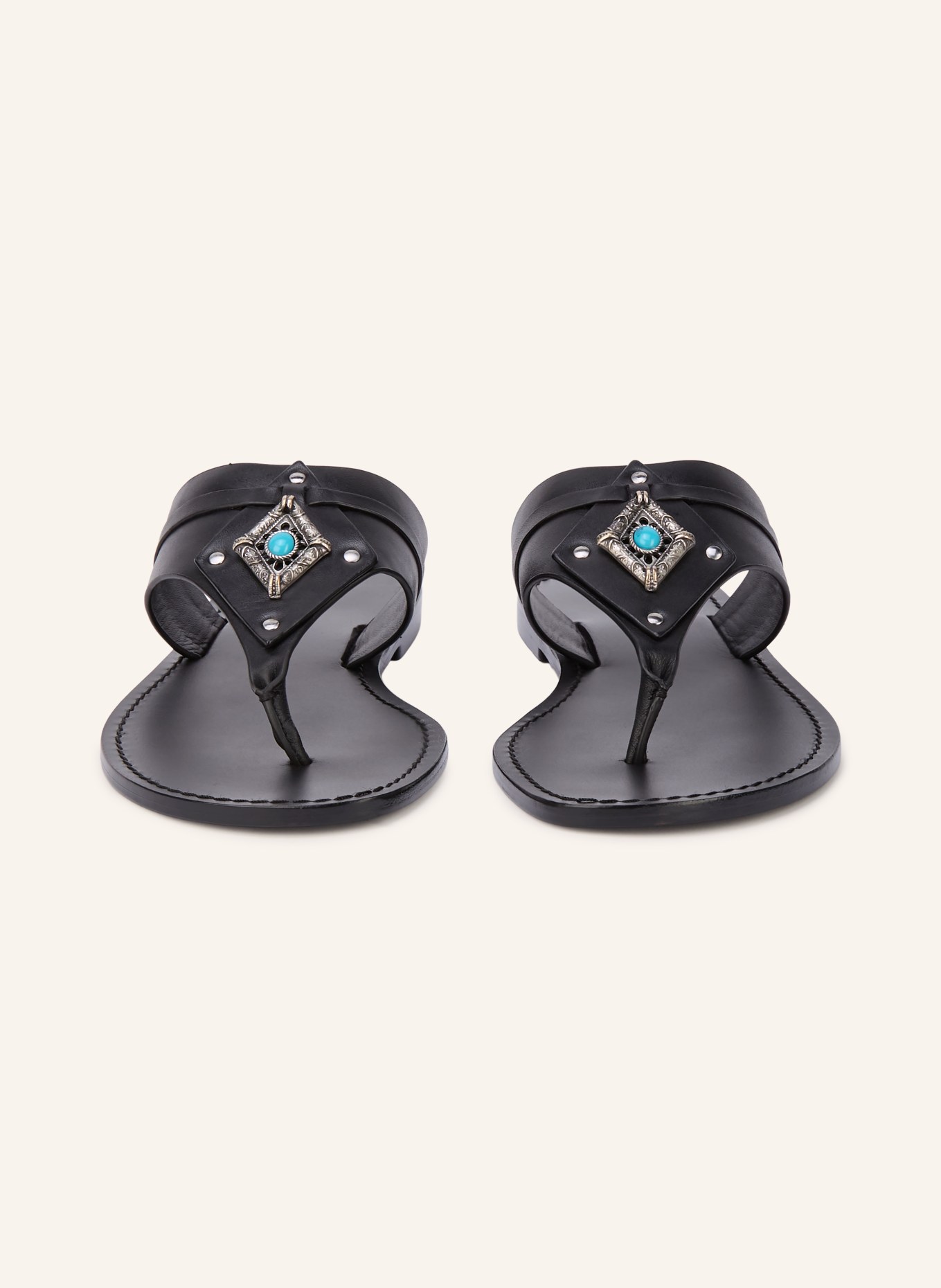 ba&sh Zehentrenner CORFOU mit Nieten: SCHWARZ / SILBER / TÜRKIS