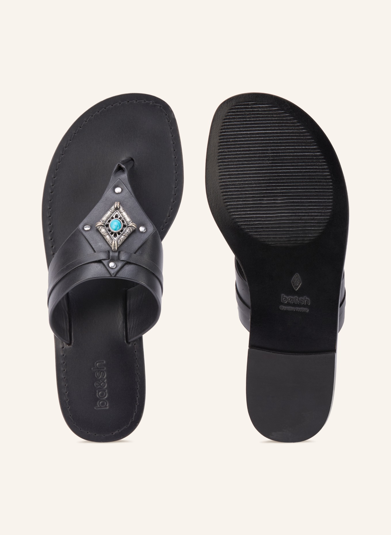 ba&sh Zehentrenner CORFOU mit Nieten: SCHWARZ / SILBER / TÜRKIS