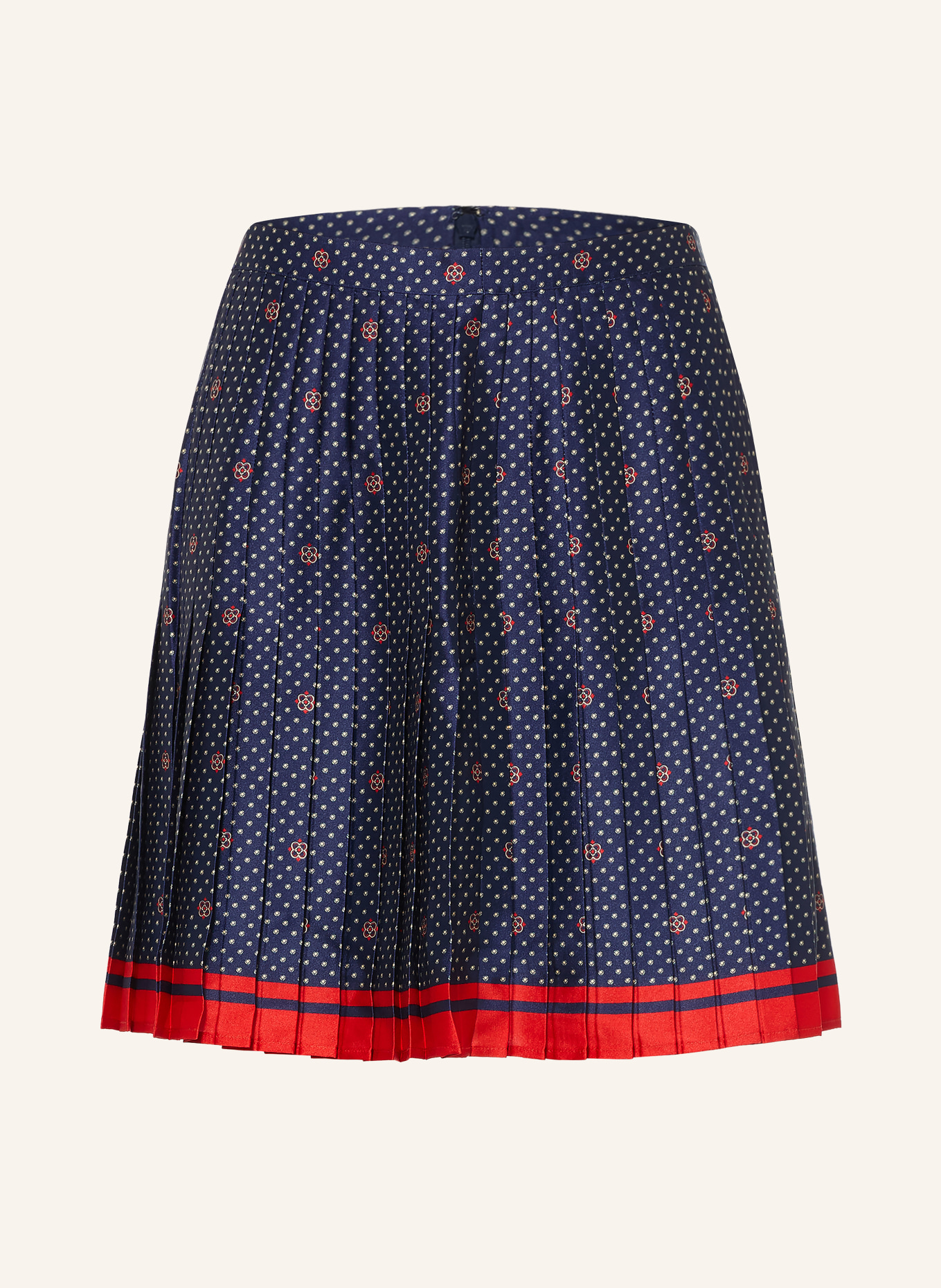 CLAUDIE PIERLOT Faltenrock: DUNKELBLAU / BEIGE / ROT