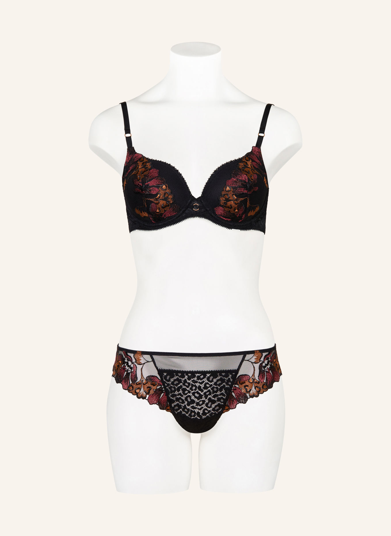 MARIE JO Slip JULIANE met glittergaren en uitsnijding: ZWART / DONKERROOD / DONKERORANJE