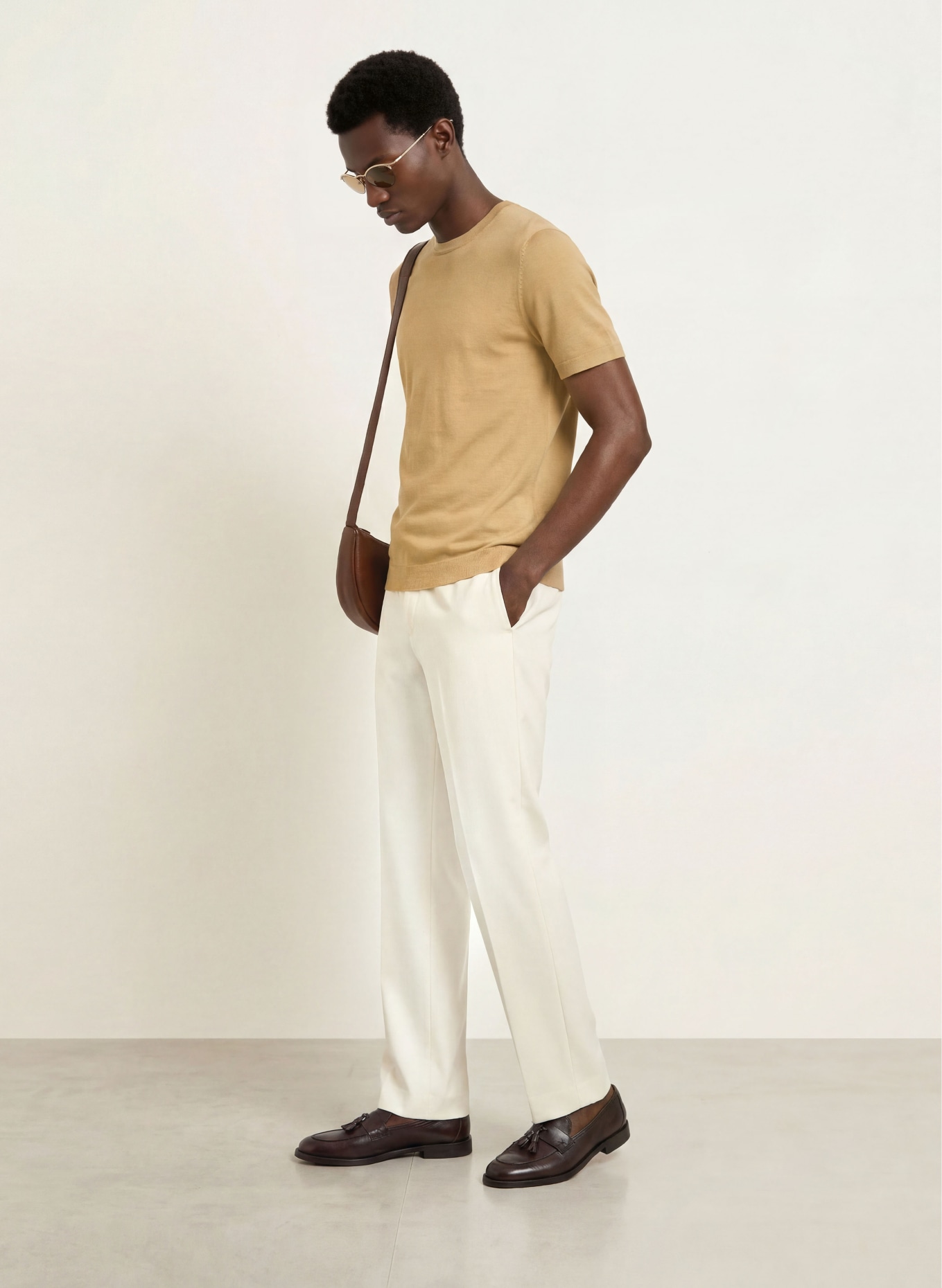 SANDRO Strickshirt mit Seide: HELLBRAUN