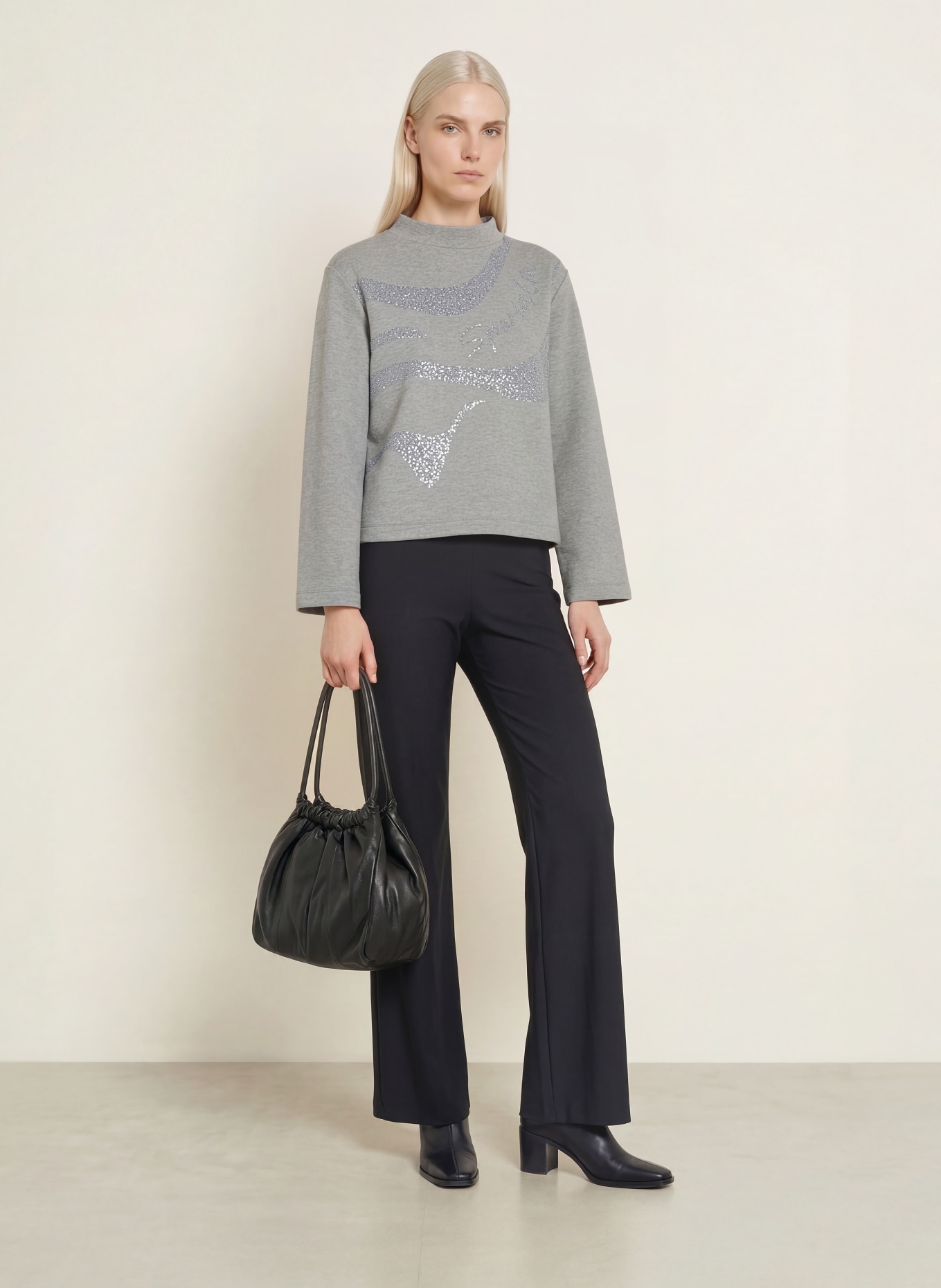 SPORTALM Sequin Sweatshirt: GRAY