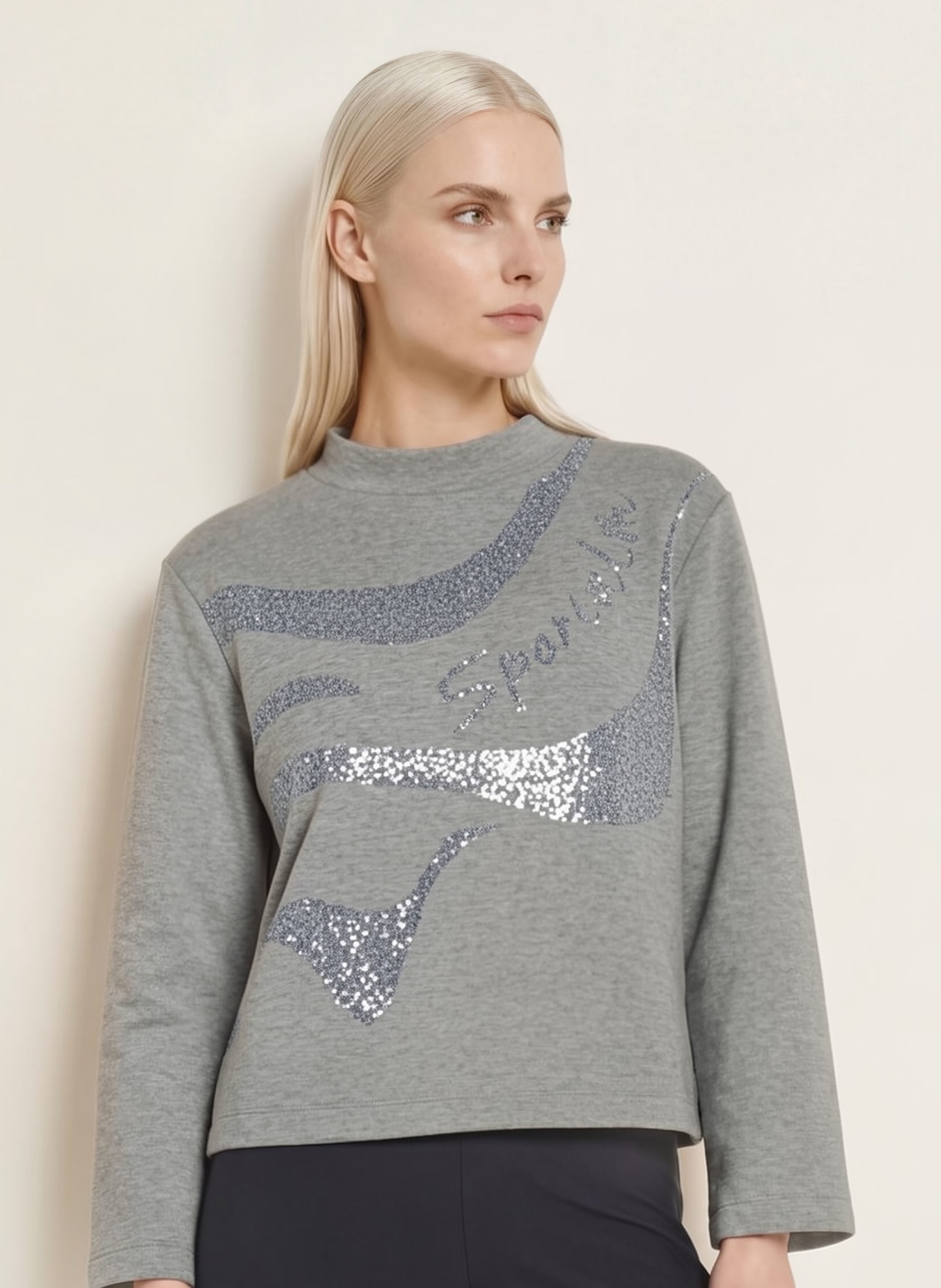 SPORTALM Sequin Sweatshirt: GRAY