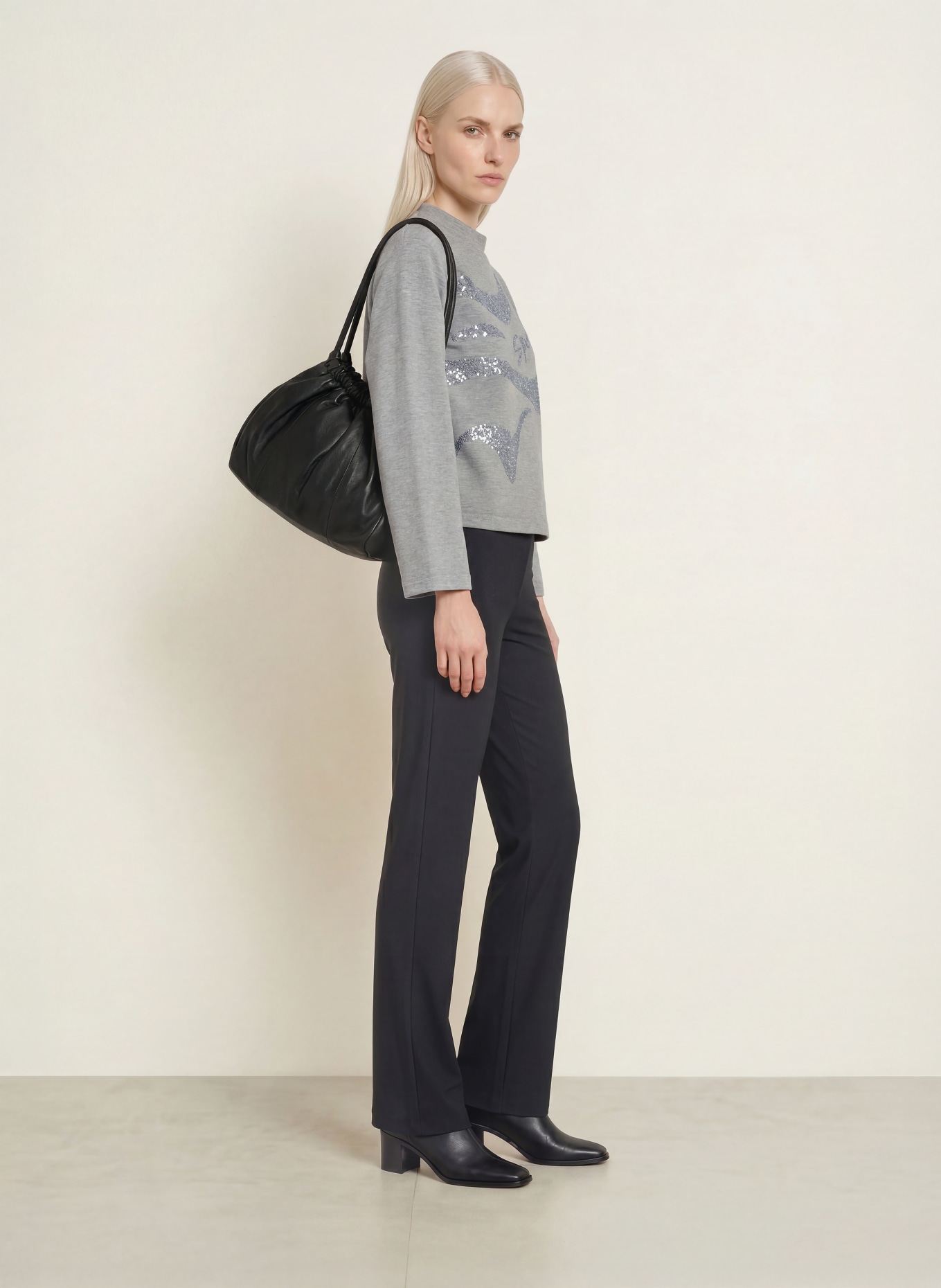 SPORTALM Sequin Sweatshirt: GRAY