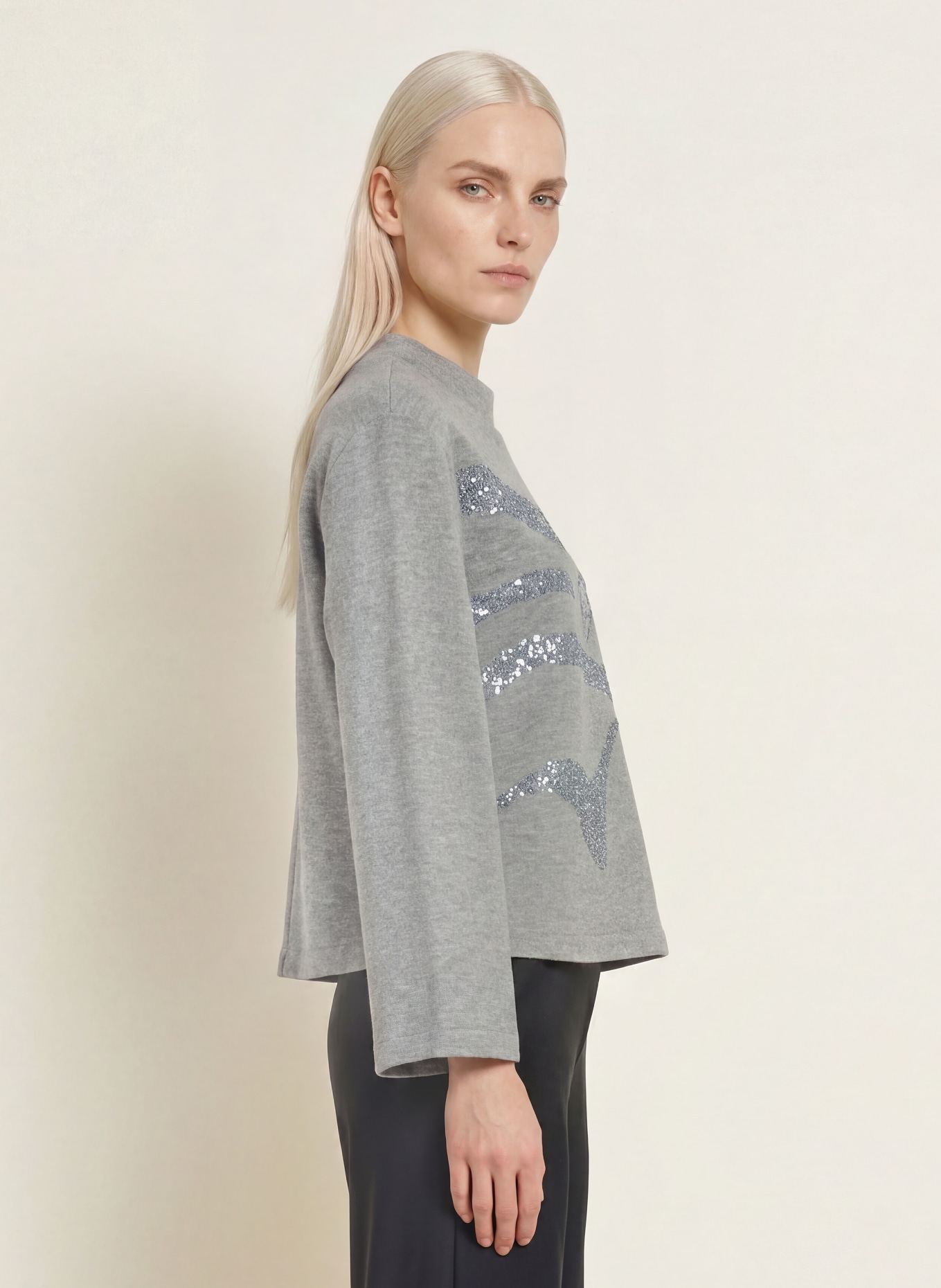 SPORTALM Sequin Sweatshirt: GRAY